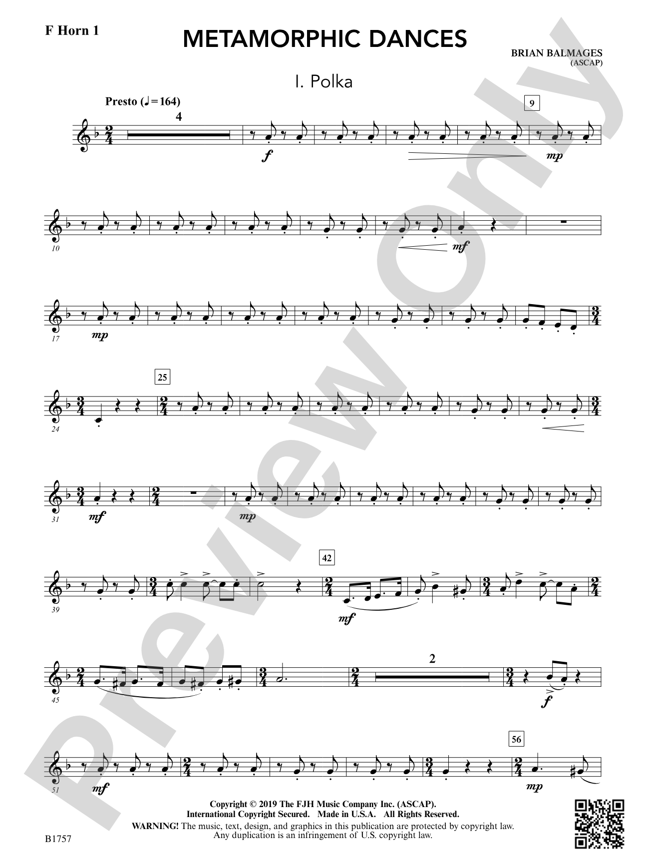 Metamorphic Dances: F Horn 1