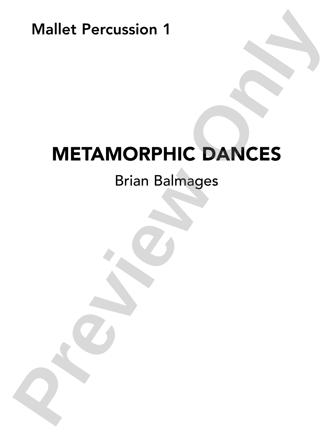 Metamorphic Dances: Mallet Percussion 1