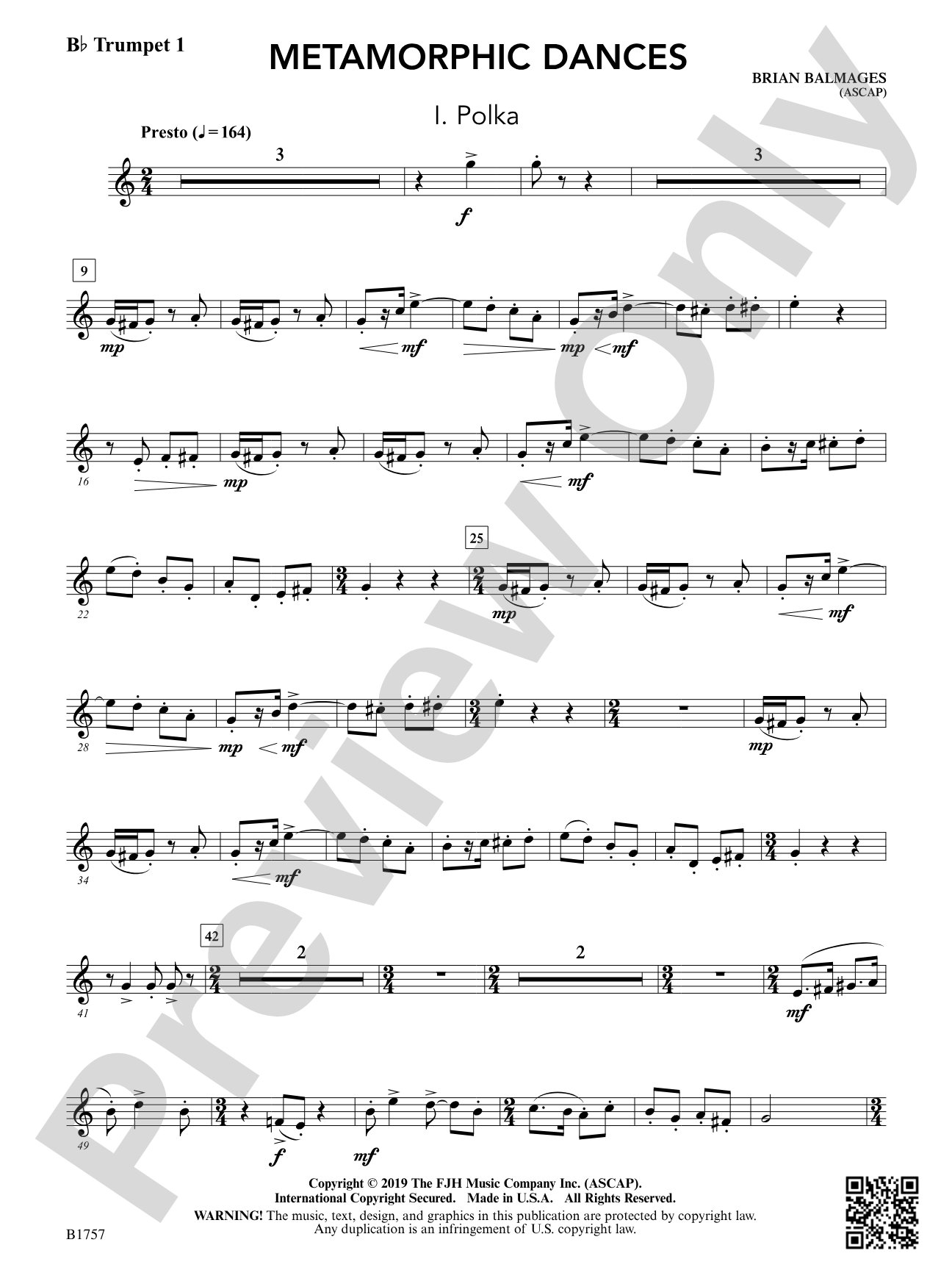 Metamorphic Dances: B-flat Trumpet 1