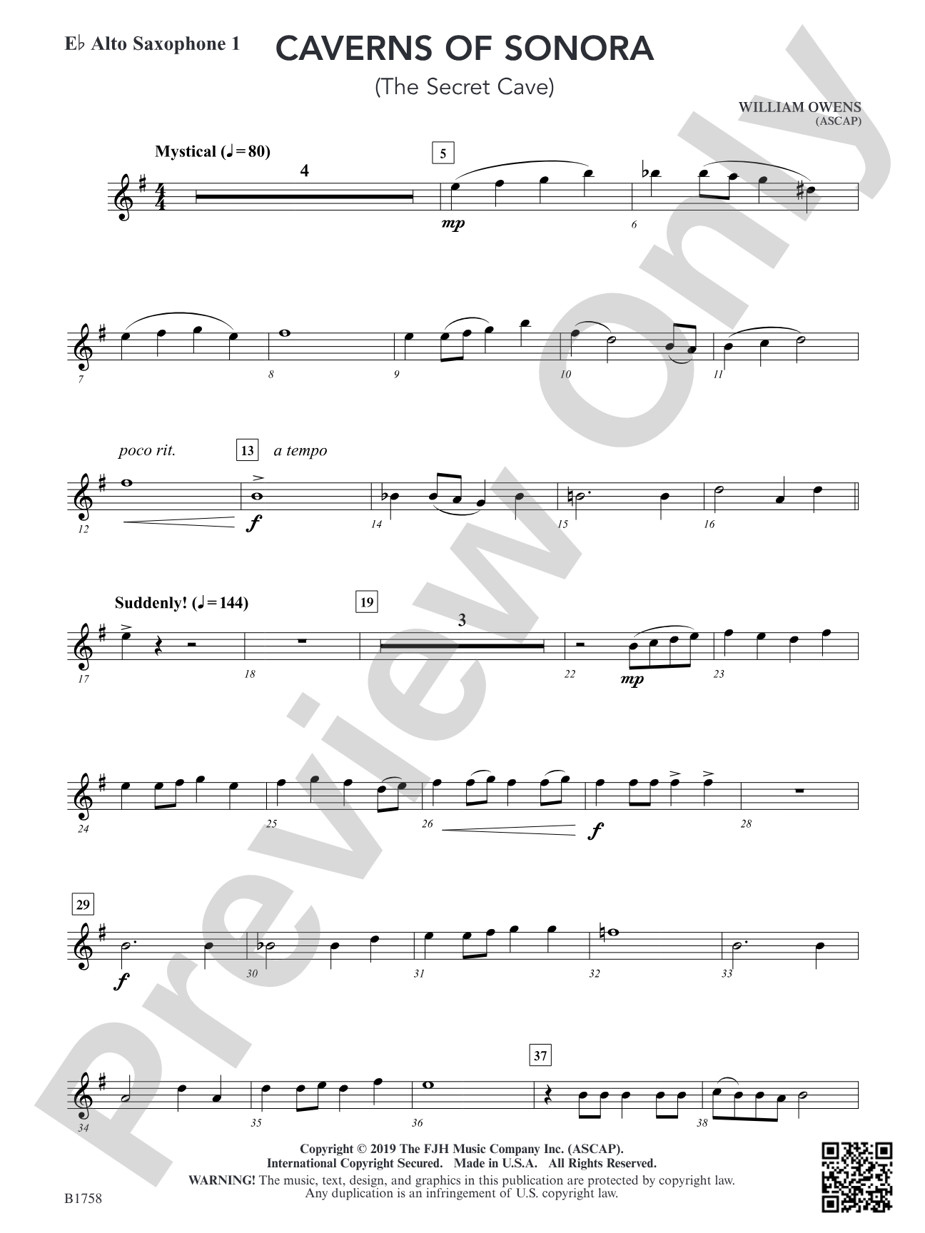 Caverns of Sonora: E-flat Alto Saxophone 1