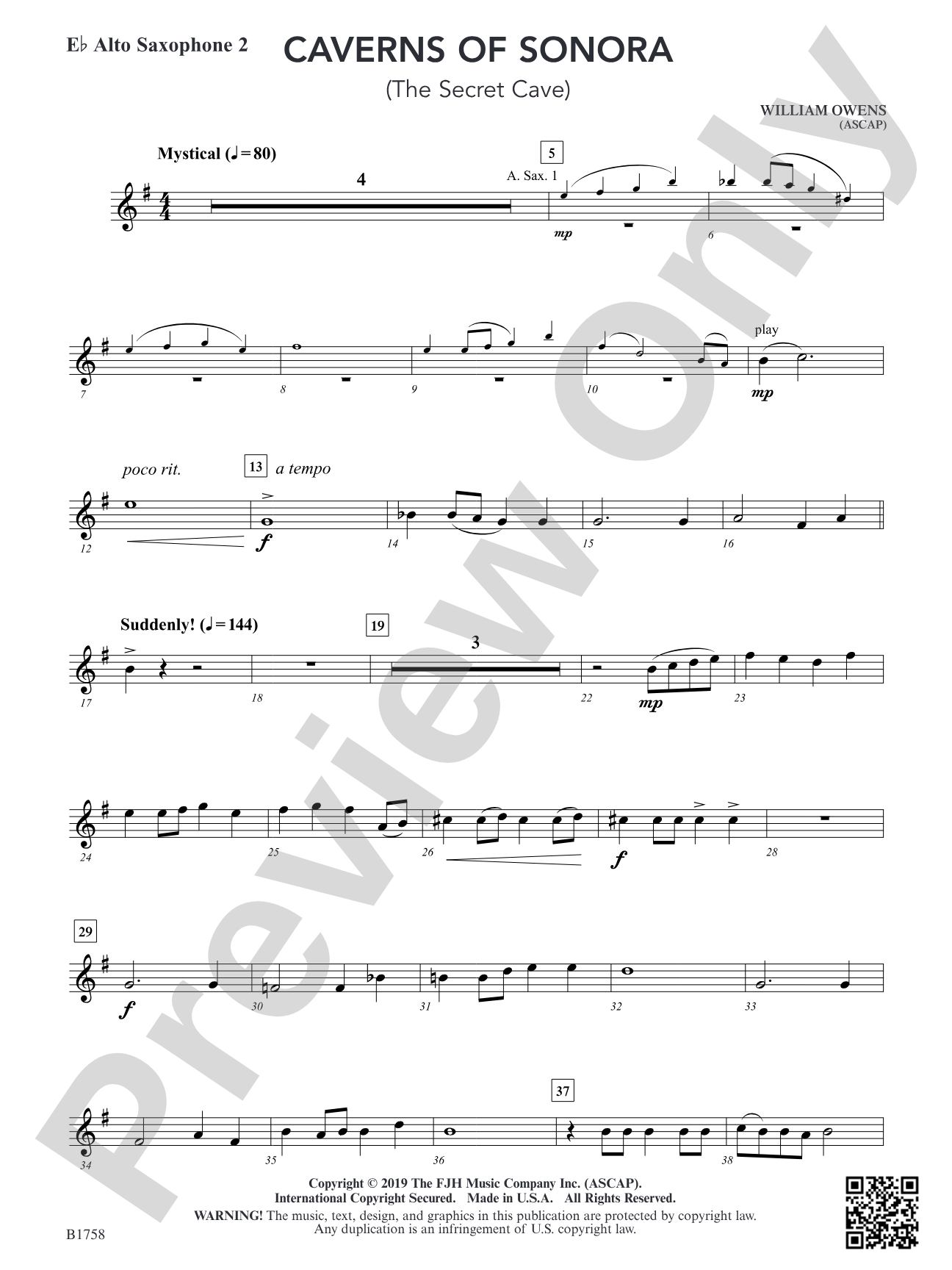 Caverns of Sonora: E-flat Alto Saxophone 2