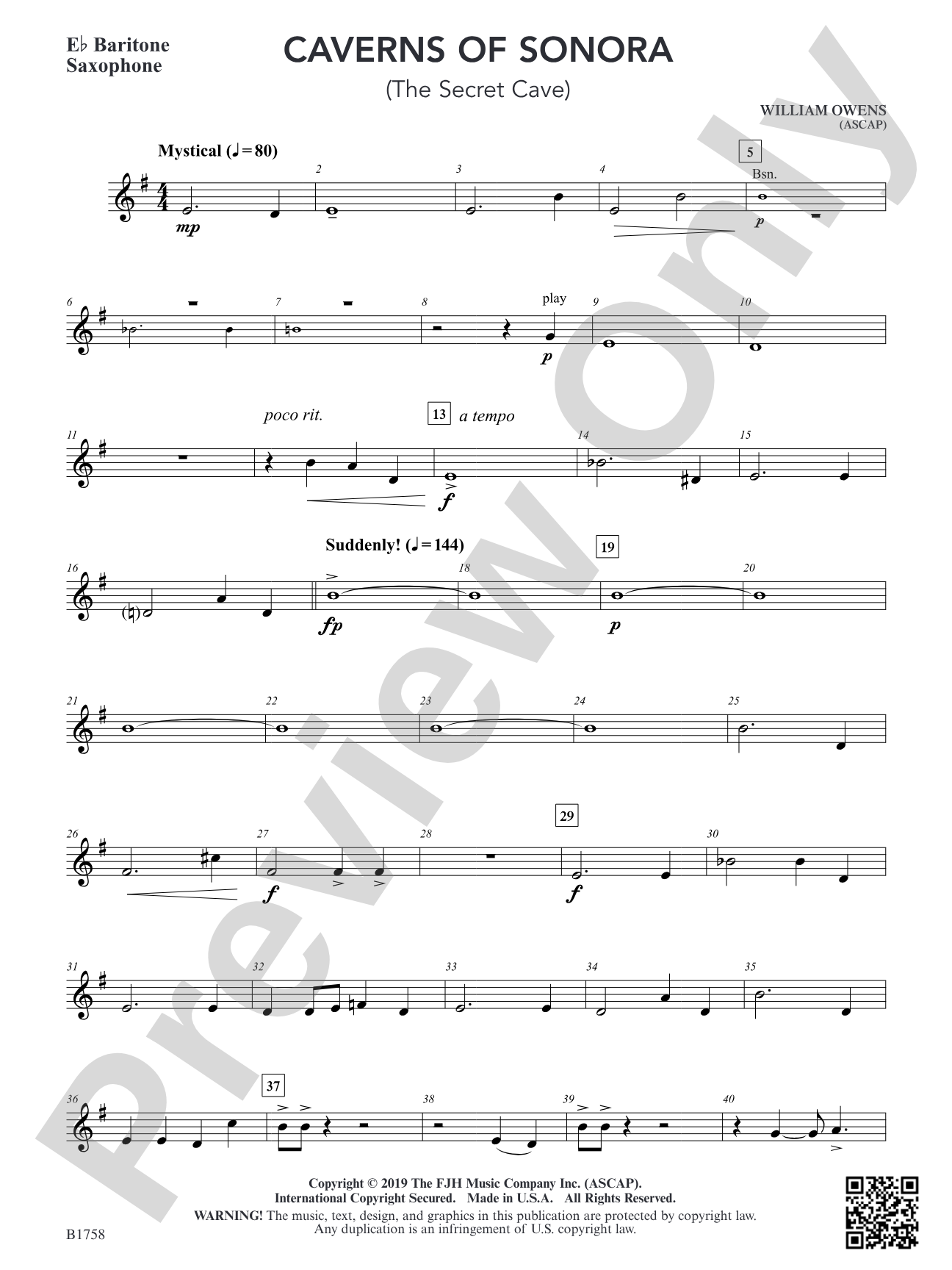 Caverns of Sonora: E-flat Baritone Saxophone