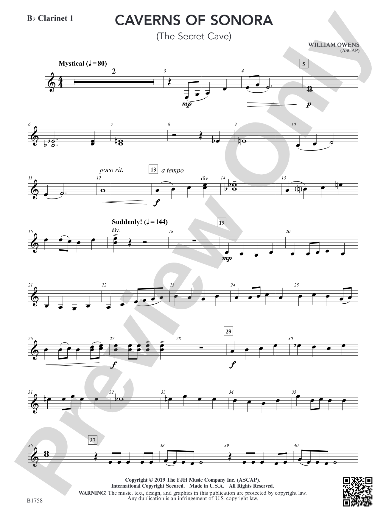 Caverns of Sonora: B-flat Clarinet 1