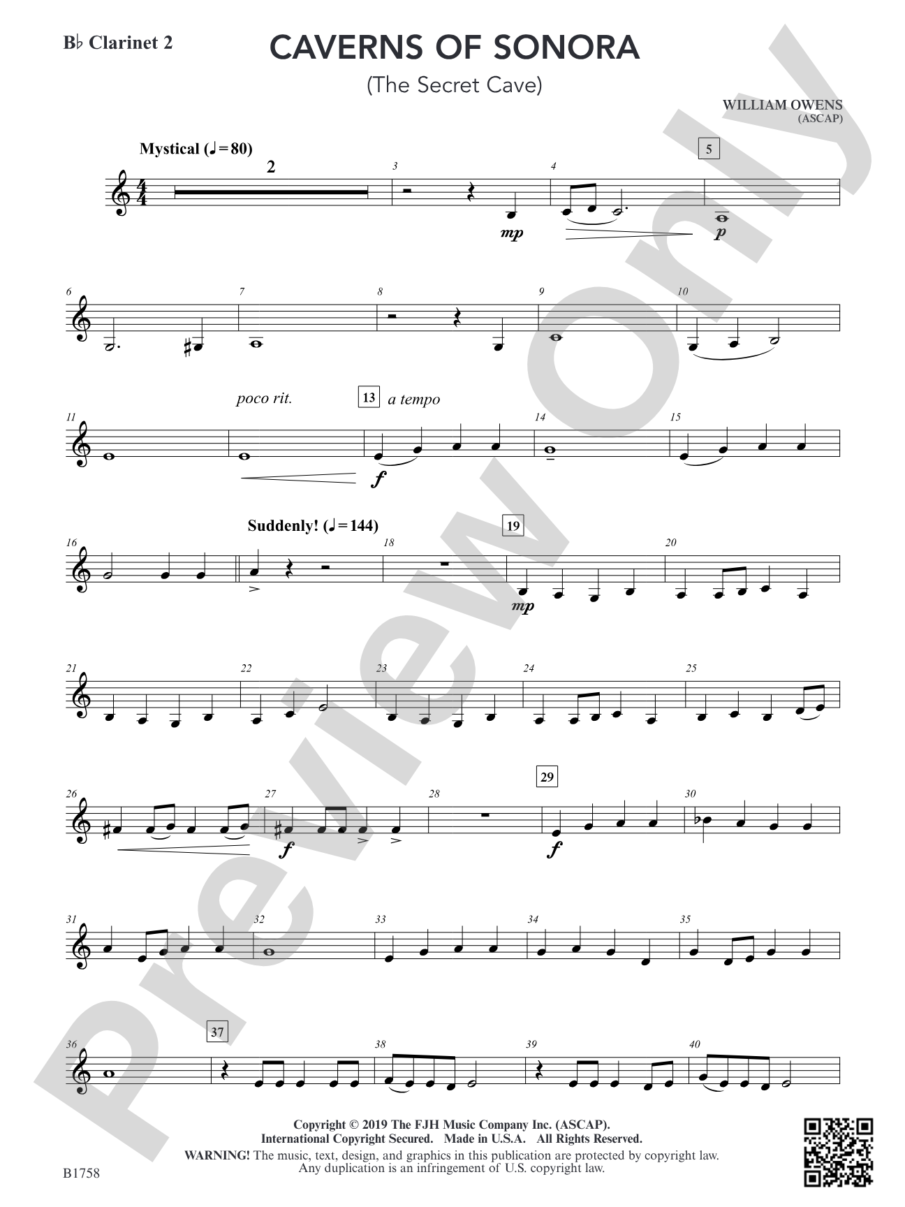 Caverns of Sonora: B-flat Clarinet 2