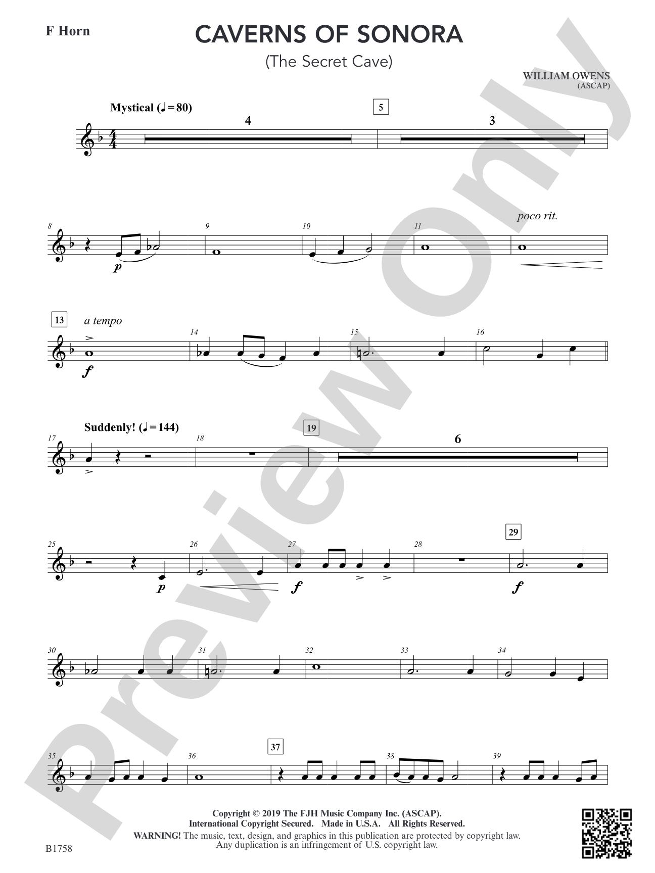 Caverns of Sonora: F Horn