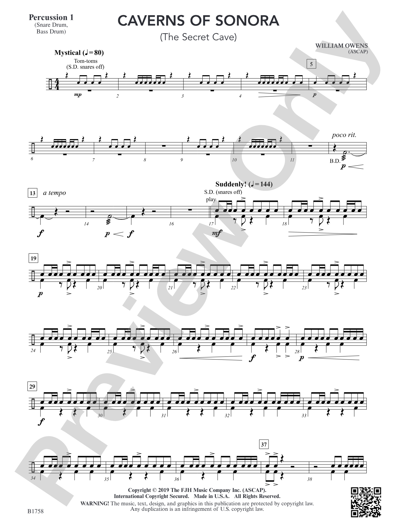 Caverns of Sonora: Percussion 1