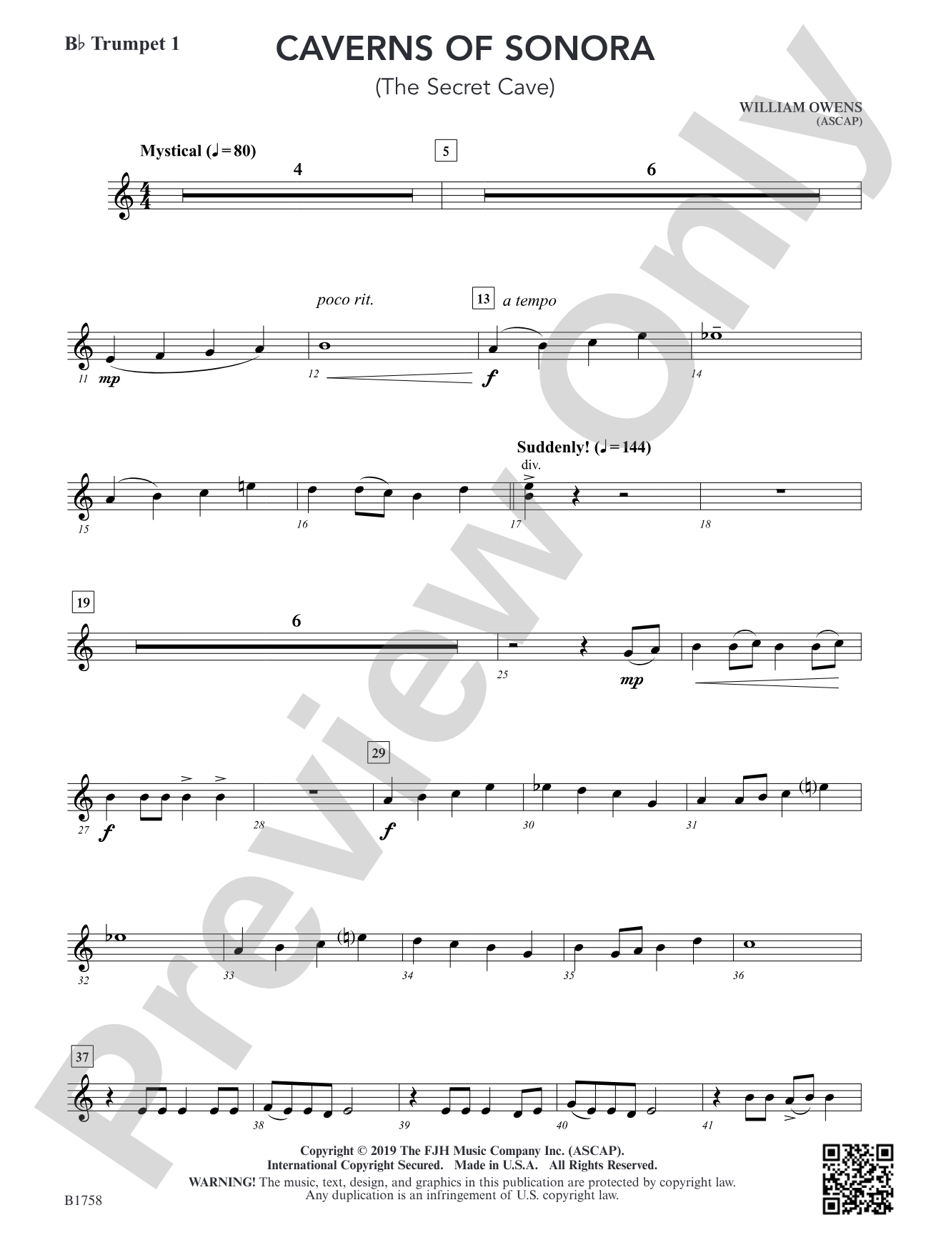 Caverns of Sonora: B-flat Trumpet 1