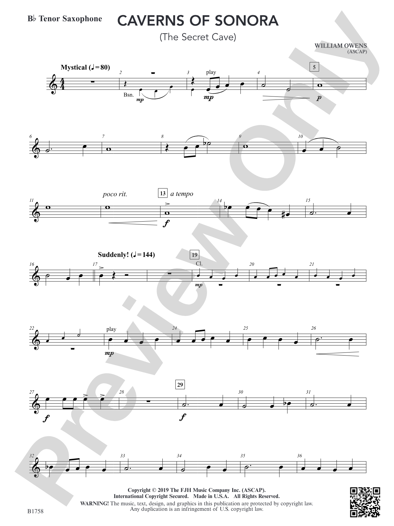 Caverns of Sonora: B-flat Tenor Saxophone