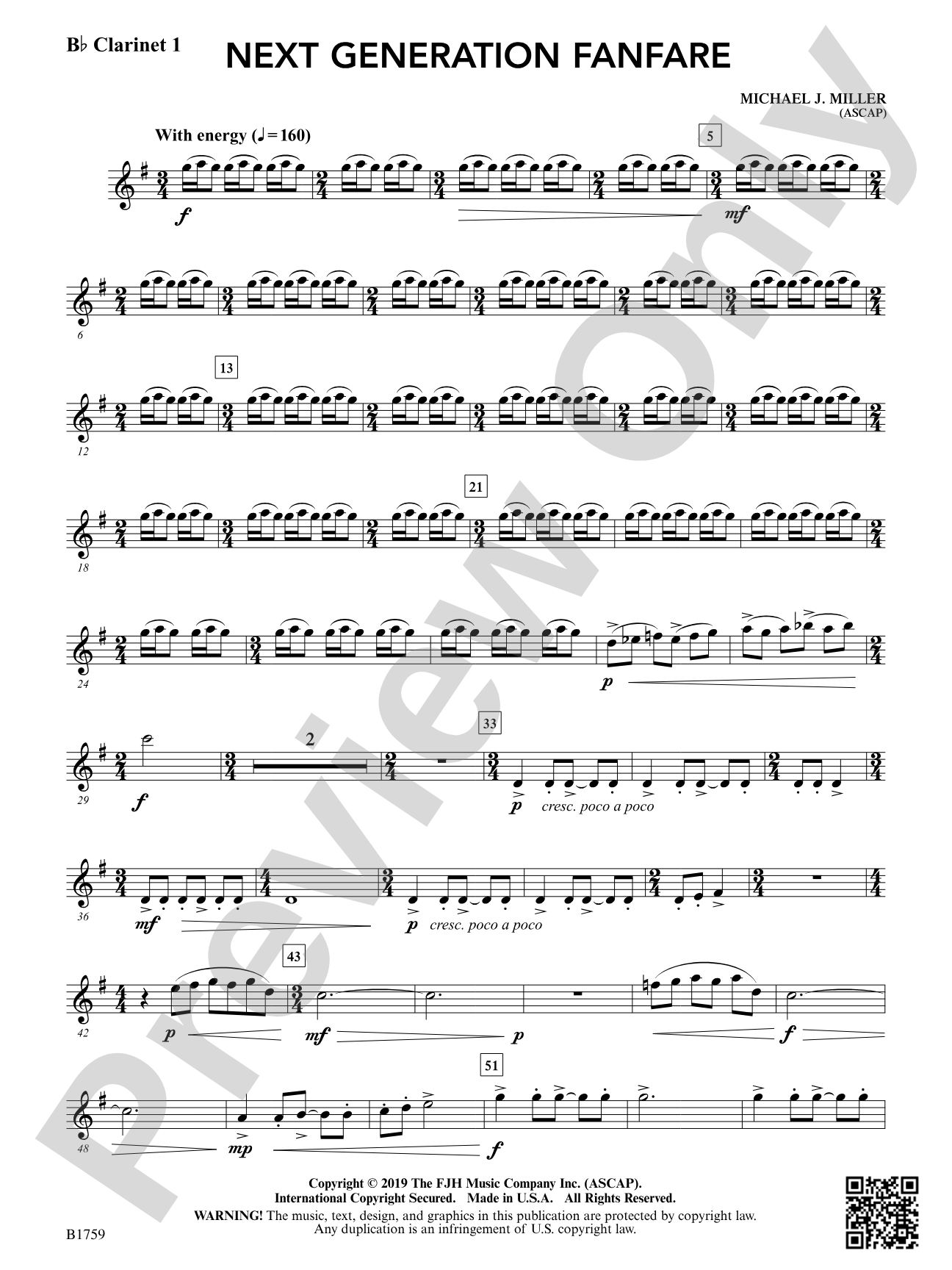 Next Generation Fanfare: B-flat Clarinet 1