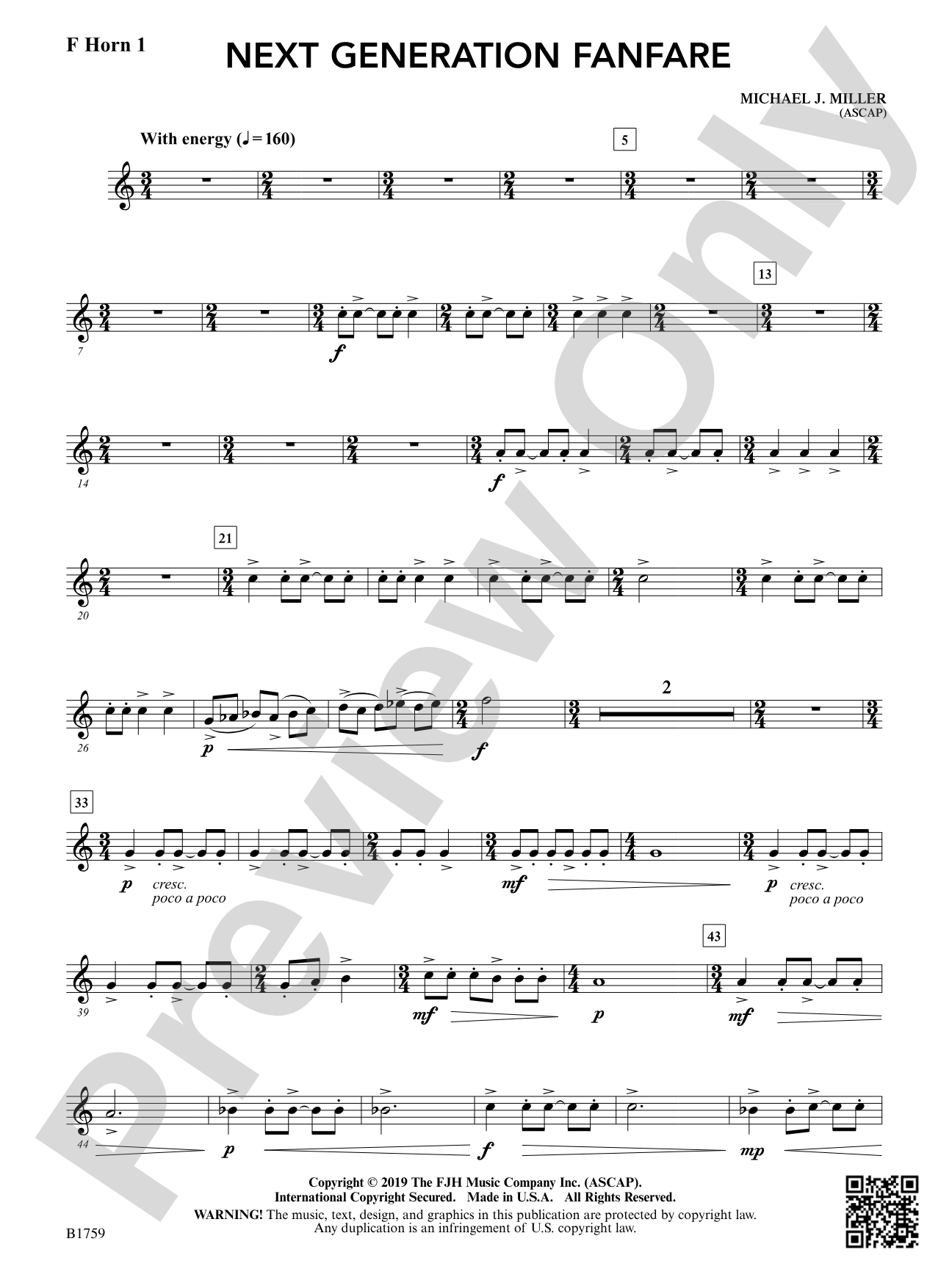 Next Generation Fanfare: F Horn 1