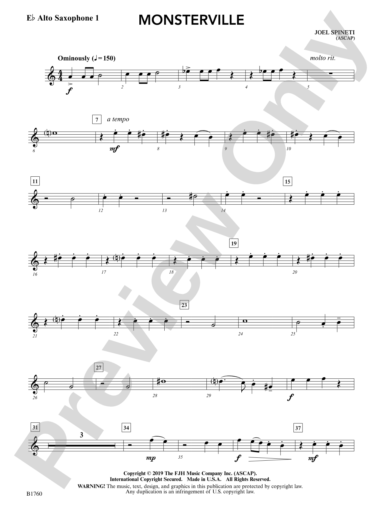 Monsterville: E-flat Alto Saxophone 1