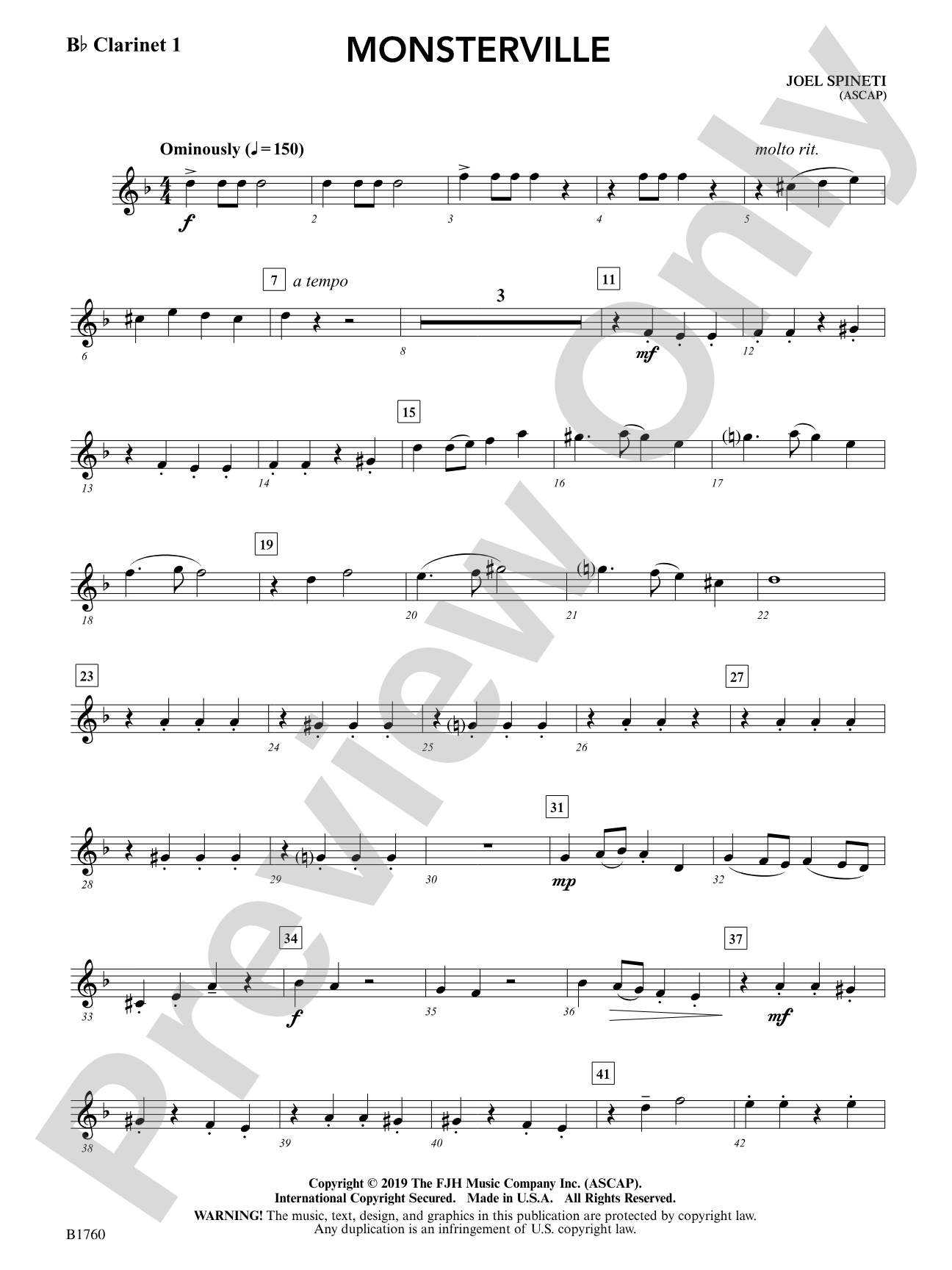 Monsterville: B-flat Clarinet 1