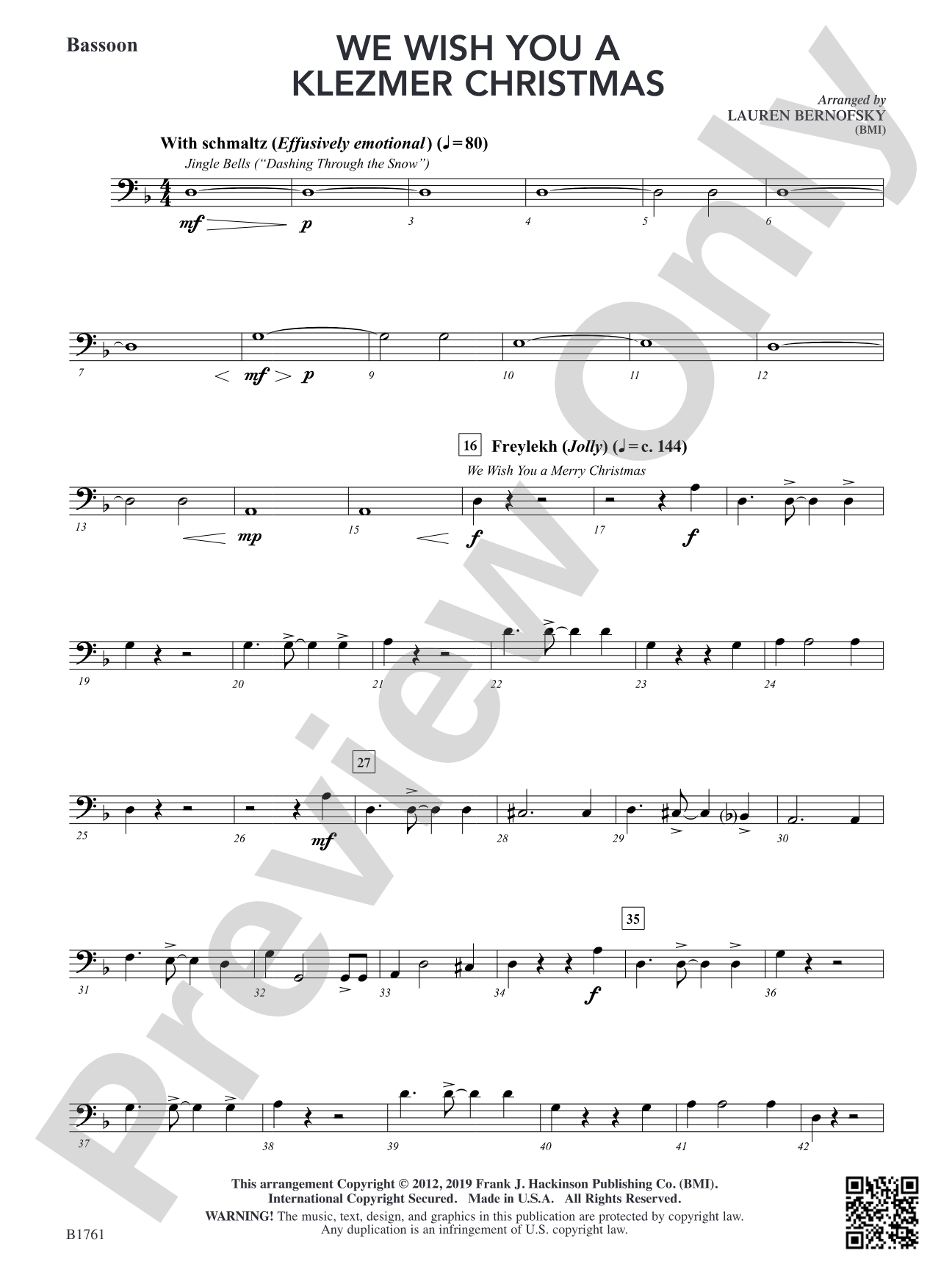 We Wish You A Klezmer Christmas: Bassoon