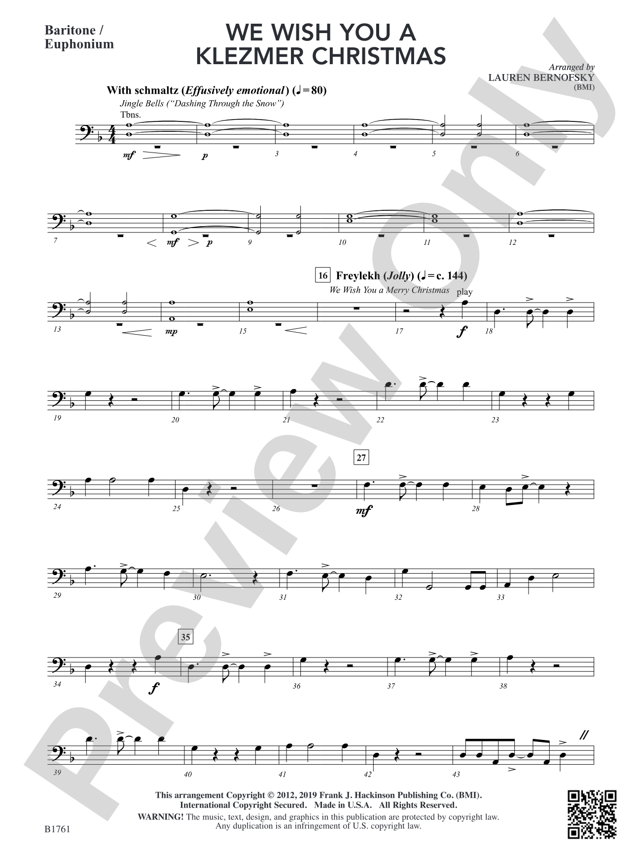 We Wish You A Klezmer Christmas: Baritone / Euphonium