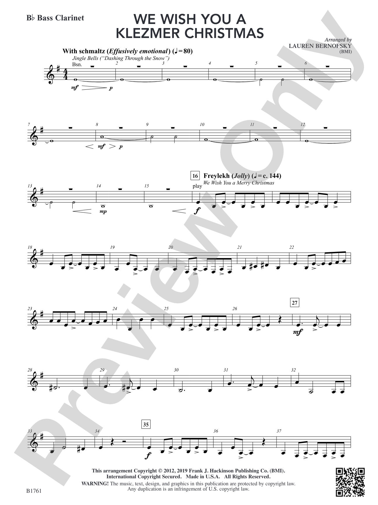 We Wish You A Klezmer Christmas: B-flat Bass Clarinet