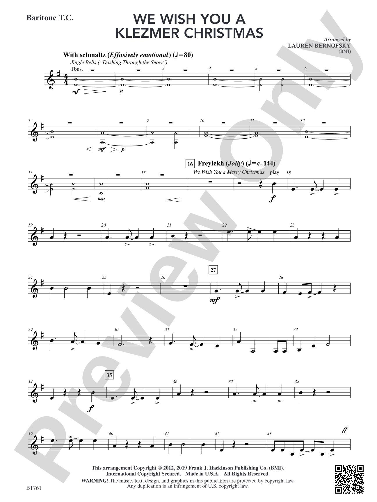 We Wish You A Klezmer Christmas: Baritone T.C.