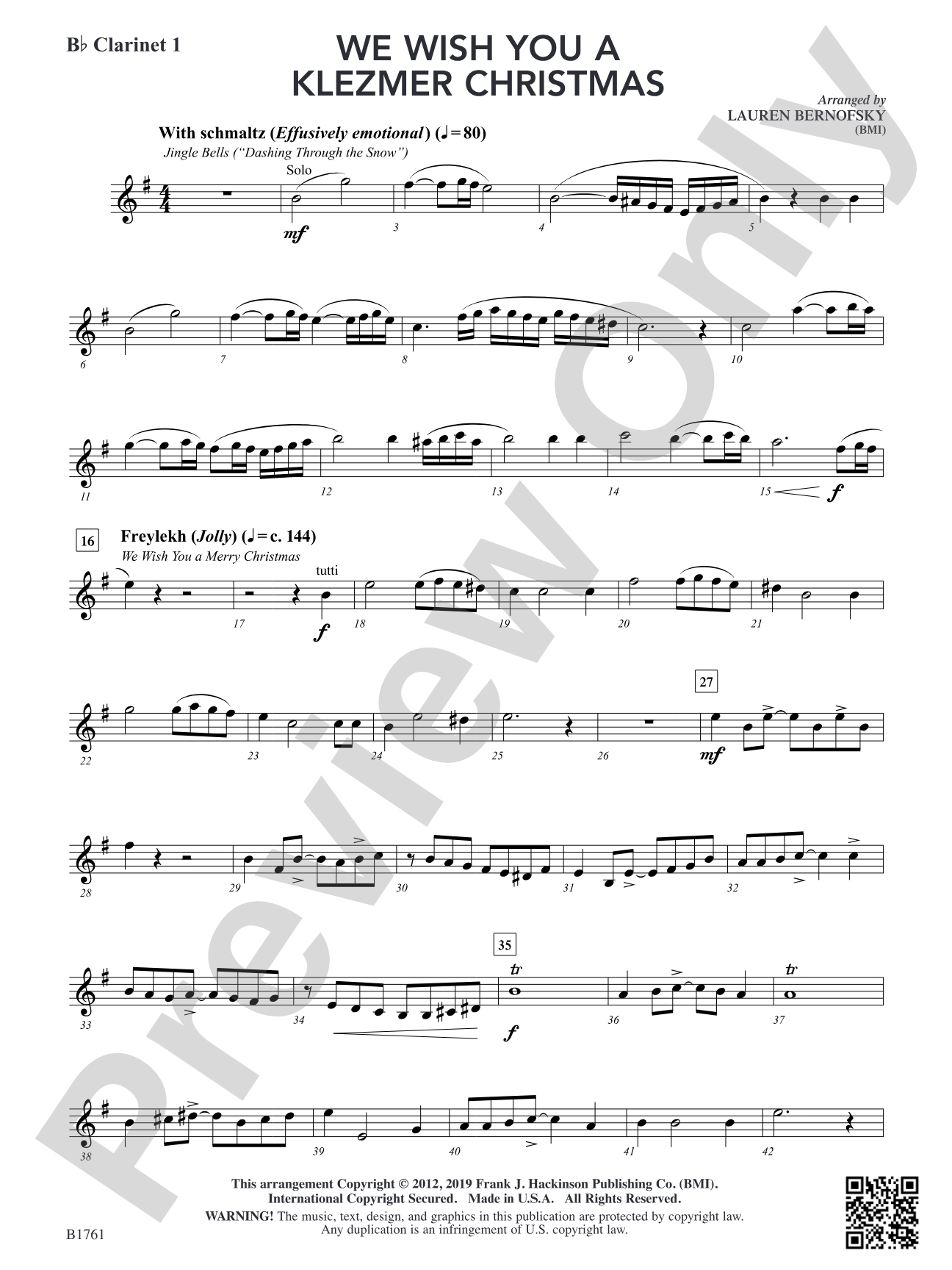 We Wish You A Klezmer Christmas: B-flat Clarinet 1