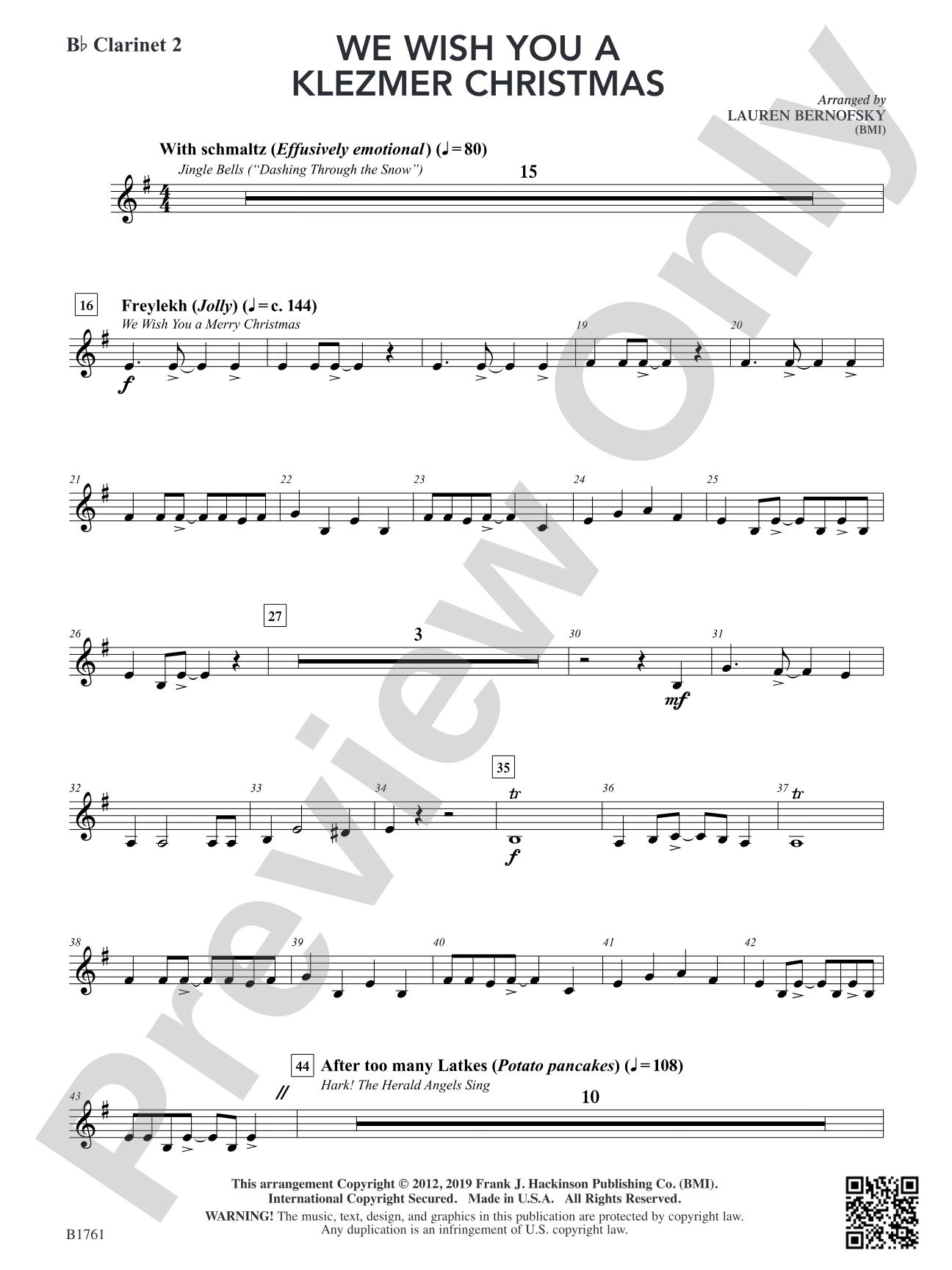 We Wish You A Klezmer Christmas: B-flat Clarinet 2