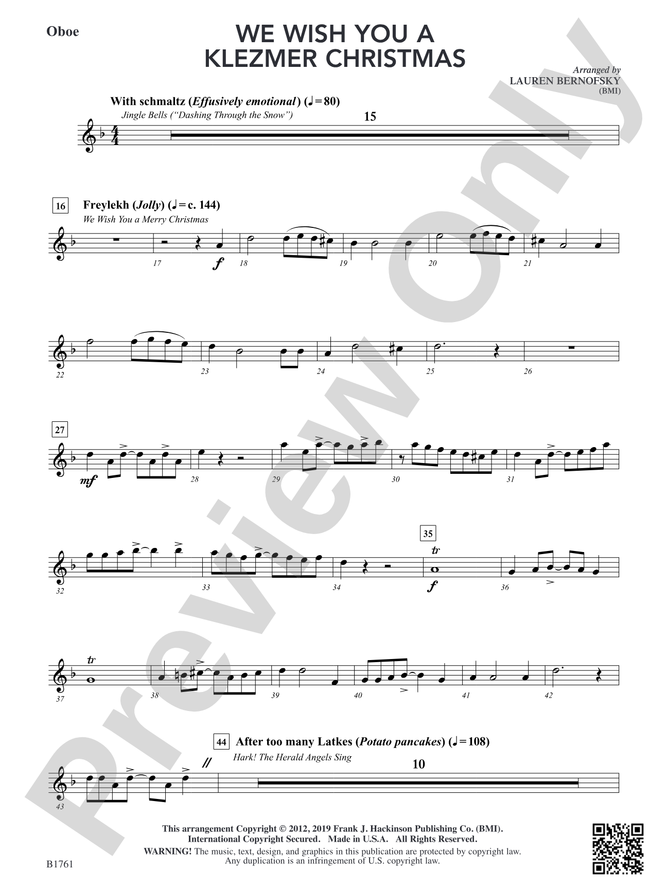 We Wish You A Klezmer Christmas: Oboe