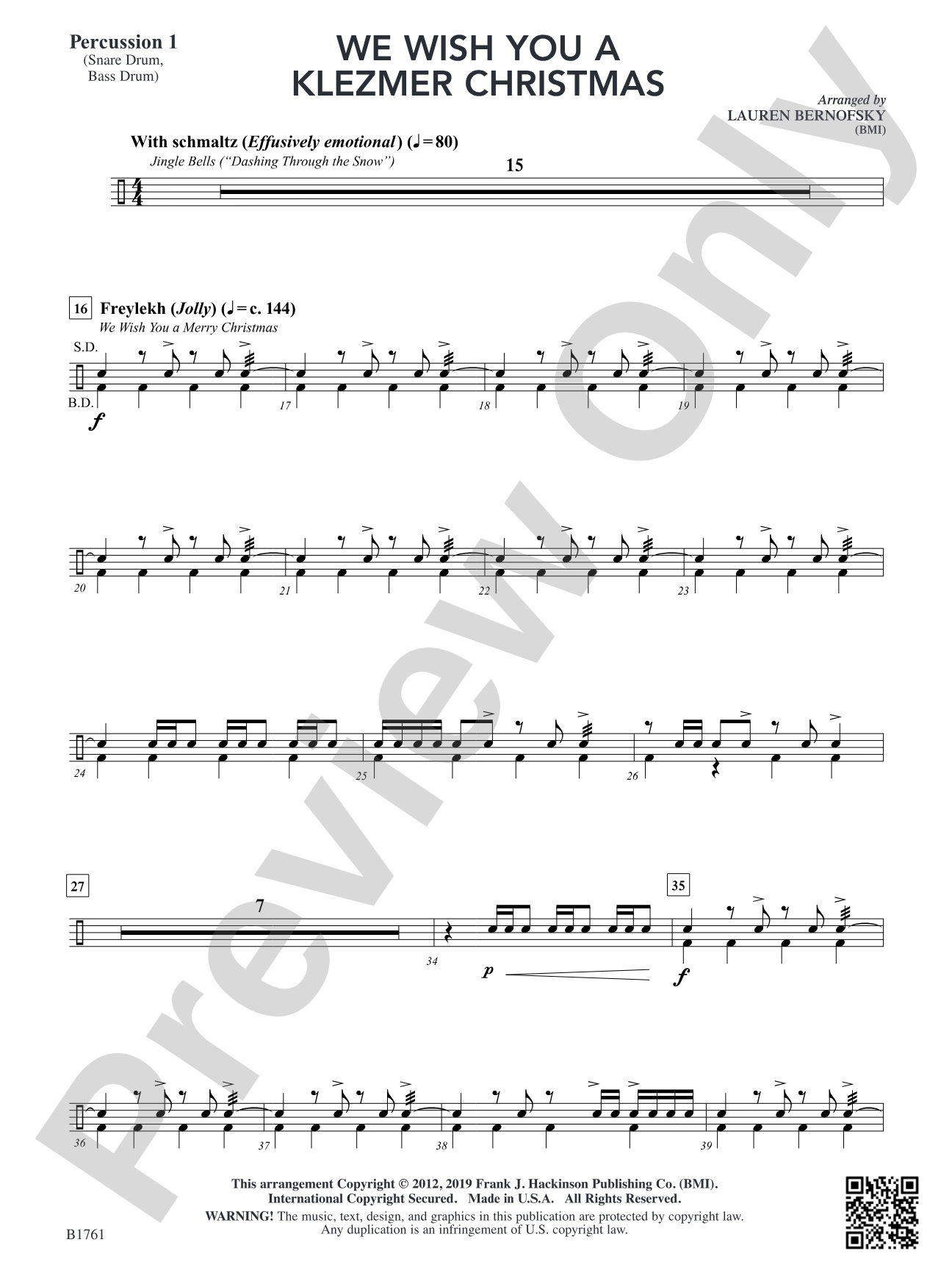 We Wish You A Klezmer Christmas: Percussion 1