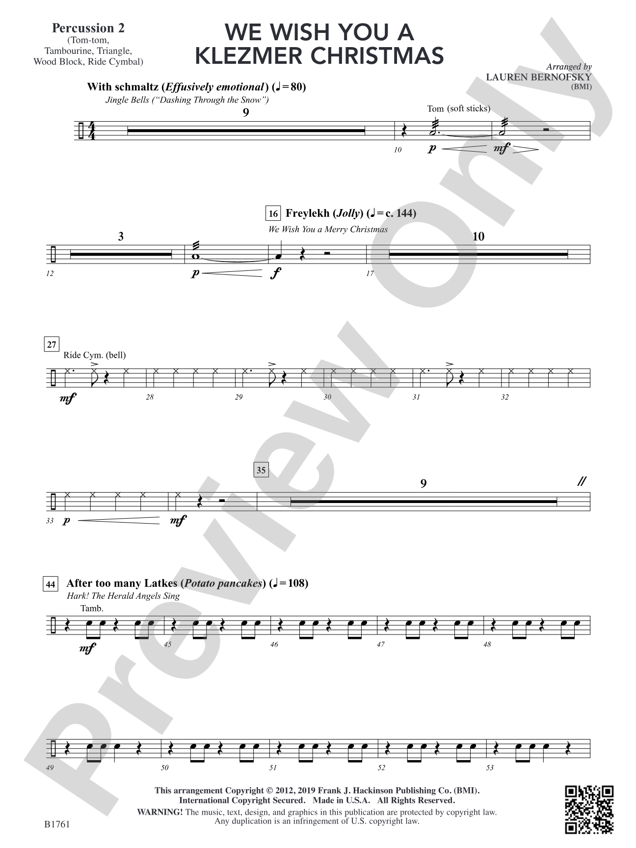 We Wish You A Klezmer Christmas: Percussion 2