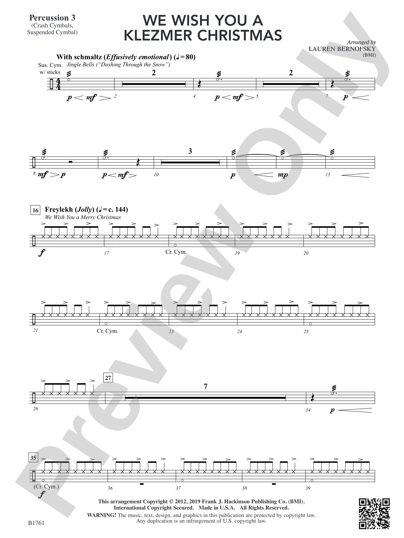 We Wish You A Klezmer Christmas: Percussion 3