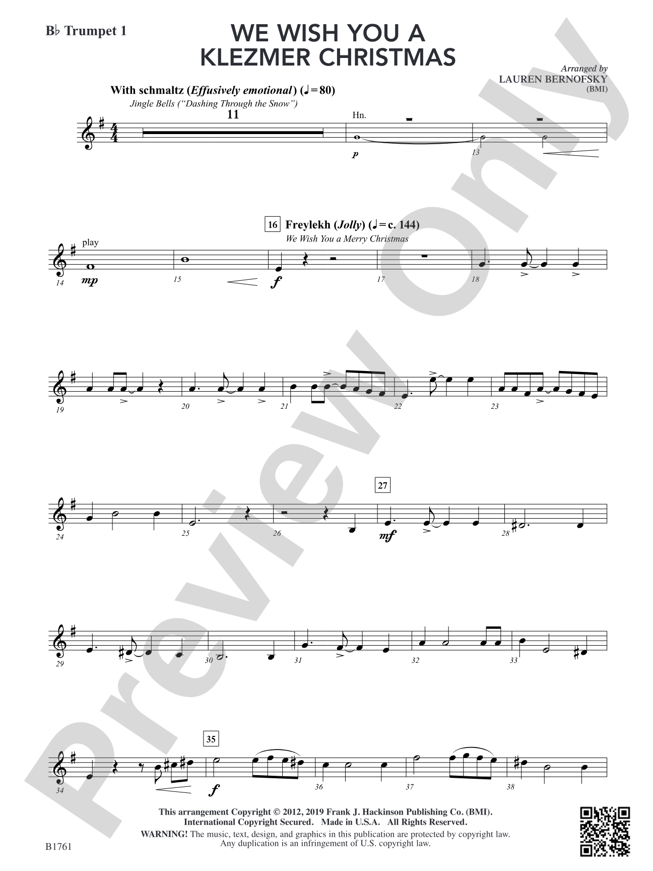 We Wish You A Klezmer Christmas: B-flat Trumpet 1