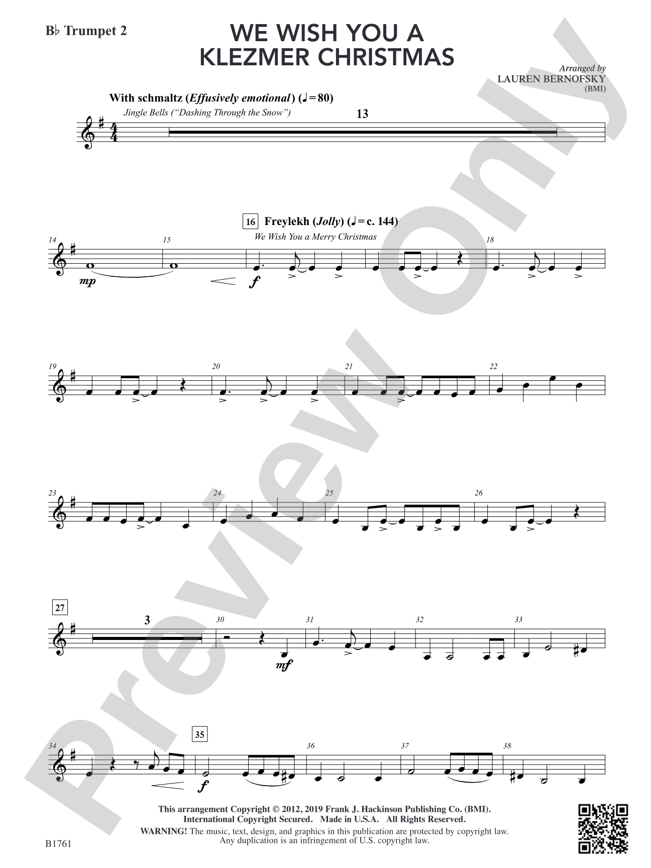 We Wish You A Klezmer Christmas: B-flat Trumpet 2
