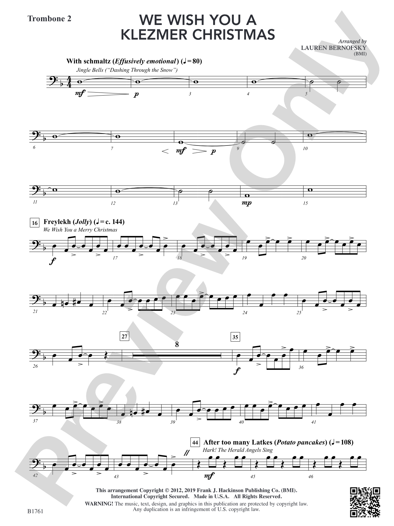 We Wish You A Klezmer Christmas: Trombone 2
