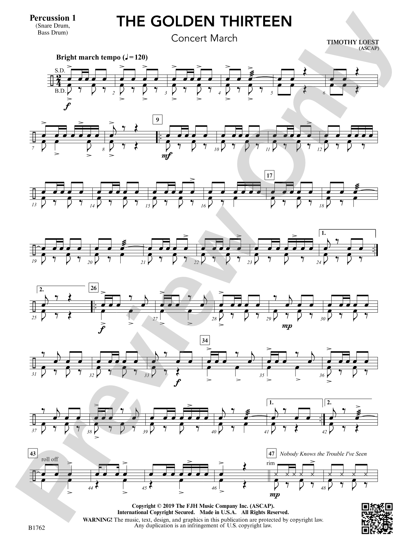 The Golden Thirteen: Percussion 1