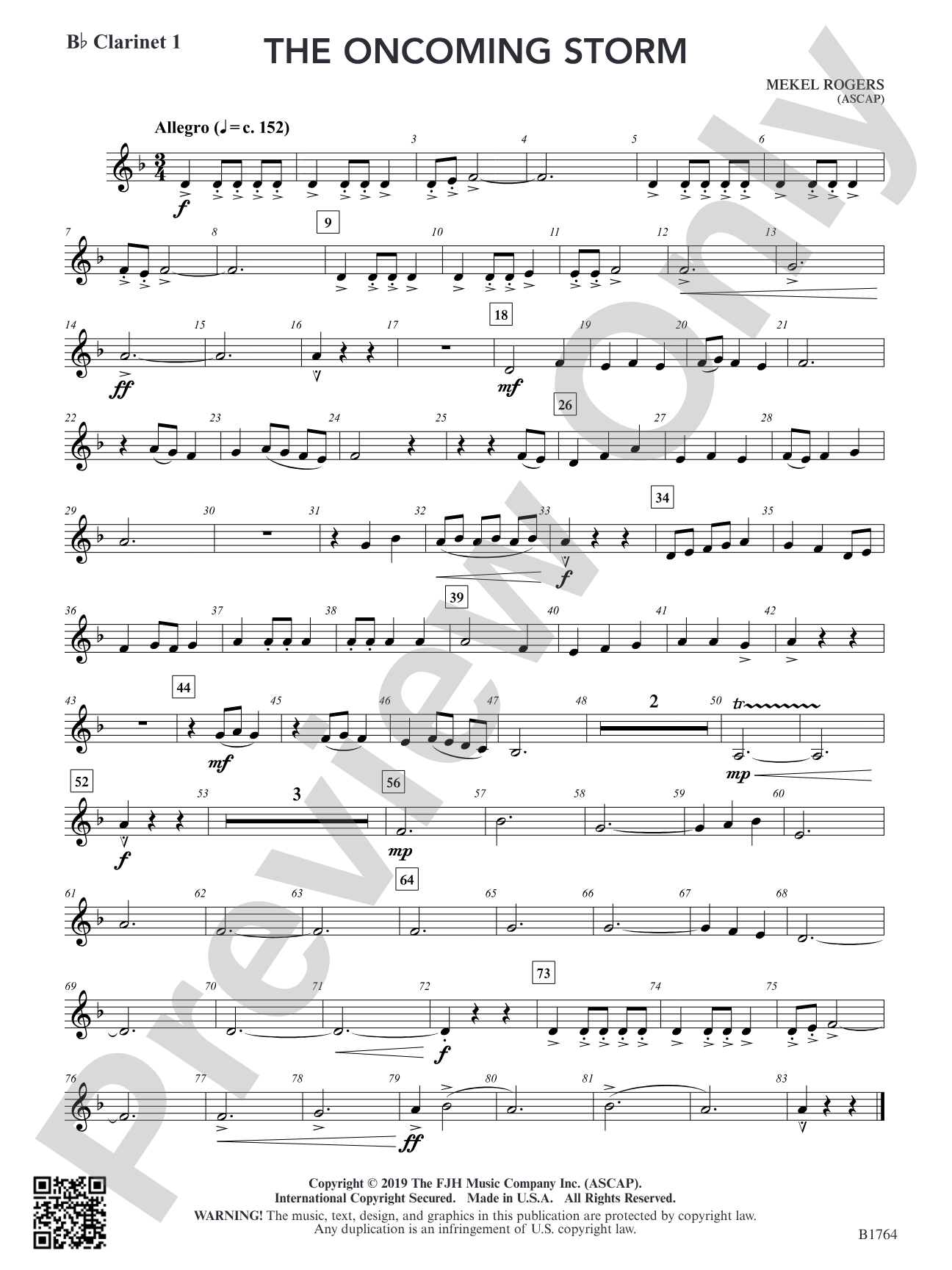 The Oncoming Storm: B-flat Clarinet 1
