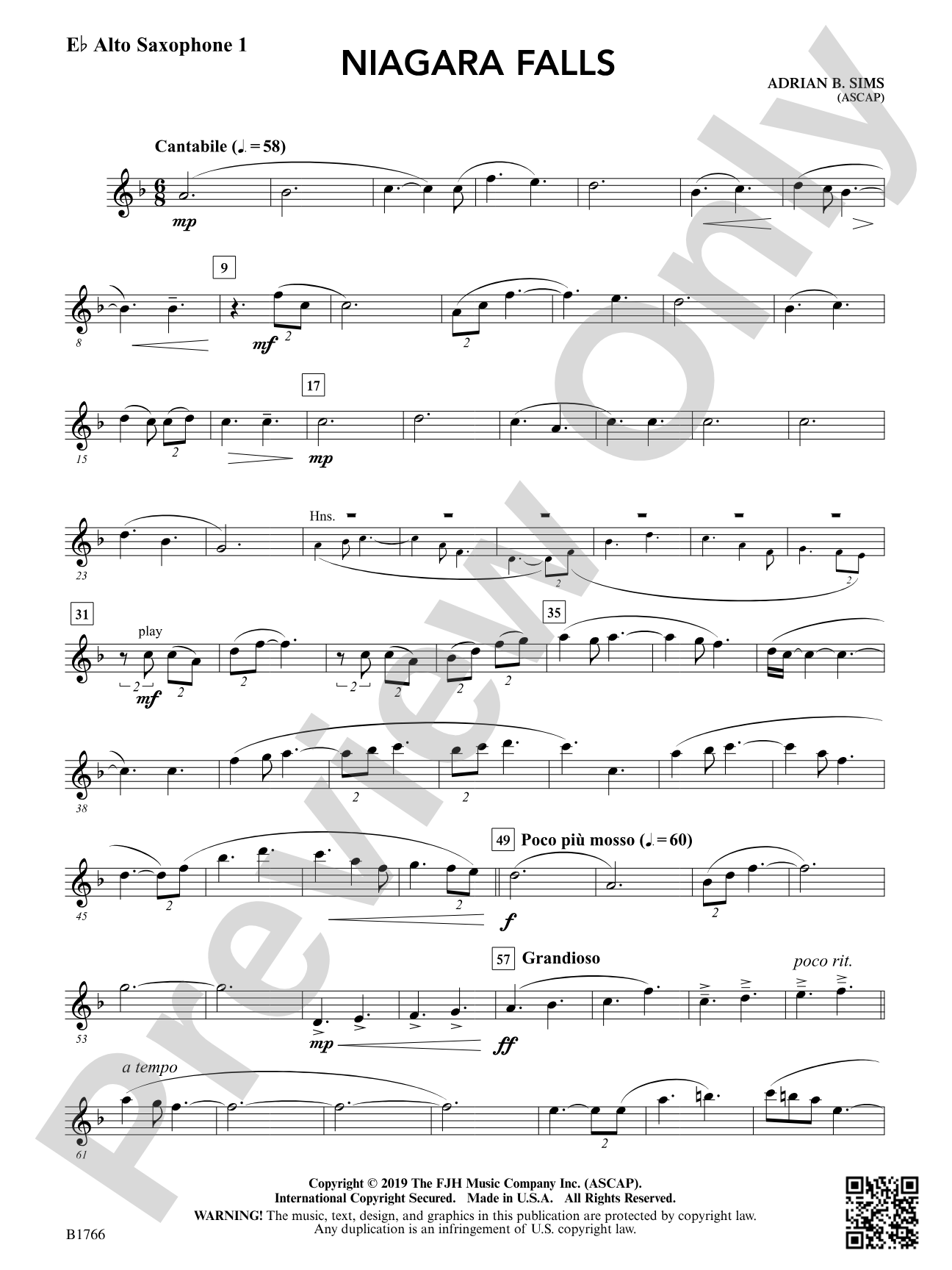 Niagara Falls: E-flat Alto Saxophone 1