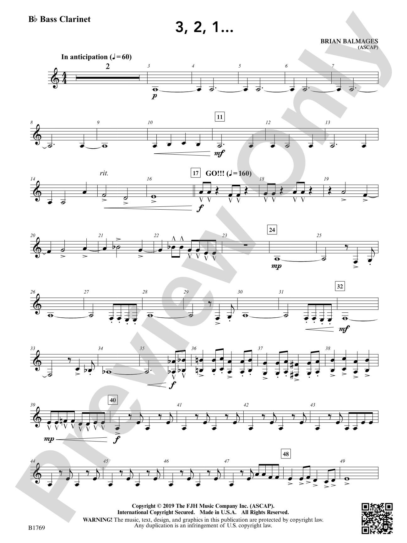 3, 2, 1...: B-flat Bass Clarinet