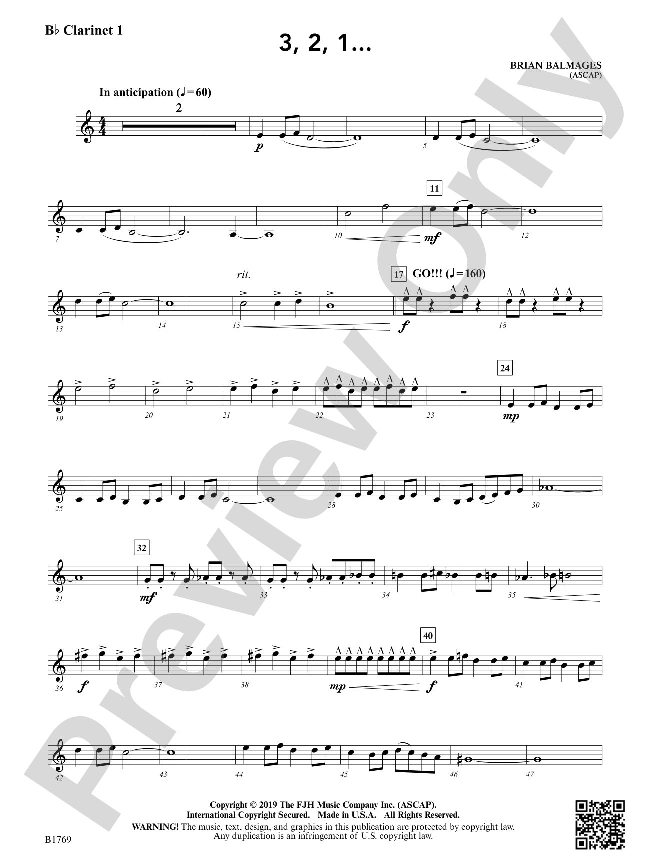 3, 2, 1...: B-flat Clarinet 1