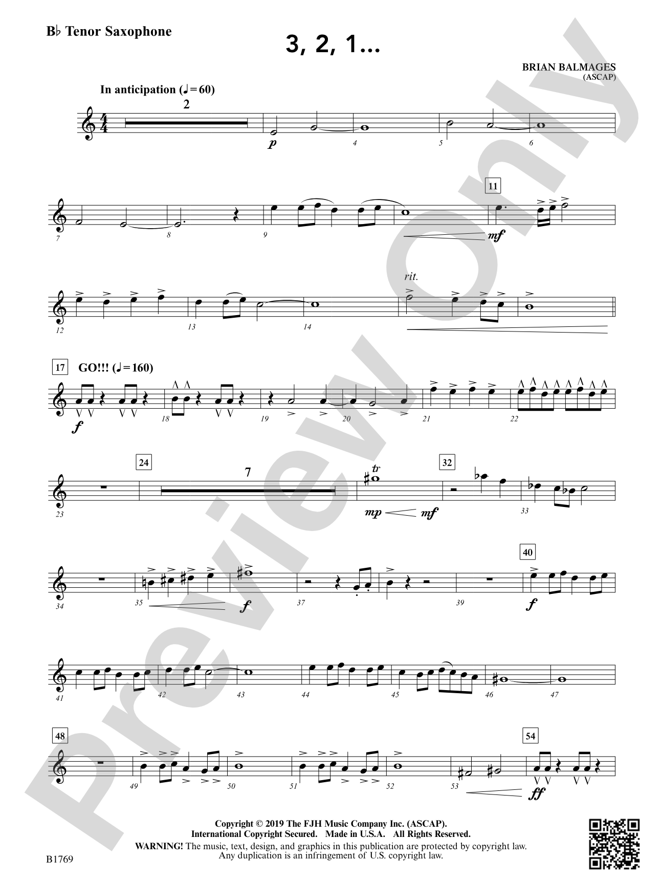 3, 2, 1...: B-flat Tenor Saxophone