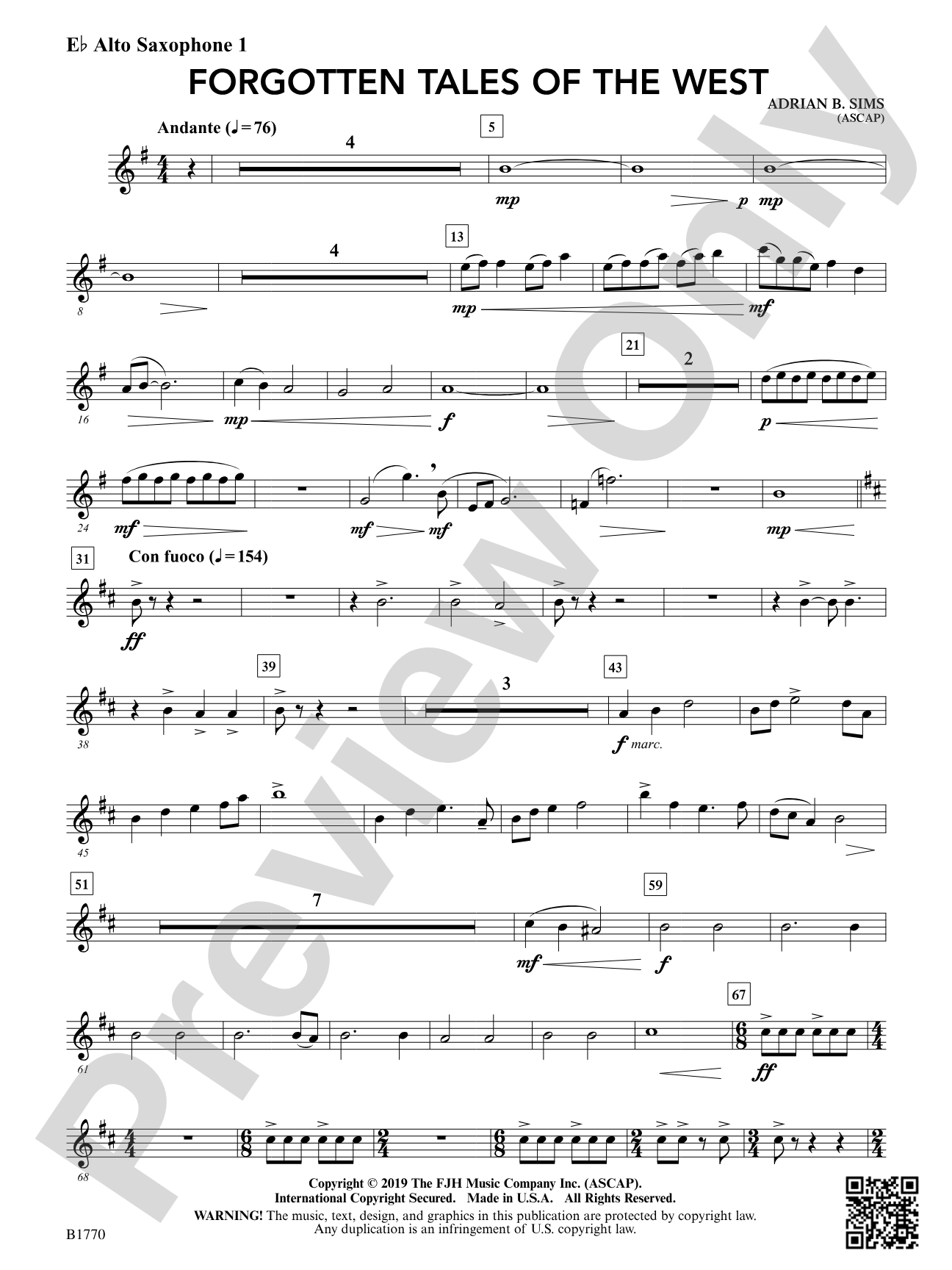 Forgotten Tales of the West: E-flat Alto Saxophone 1
