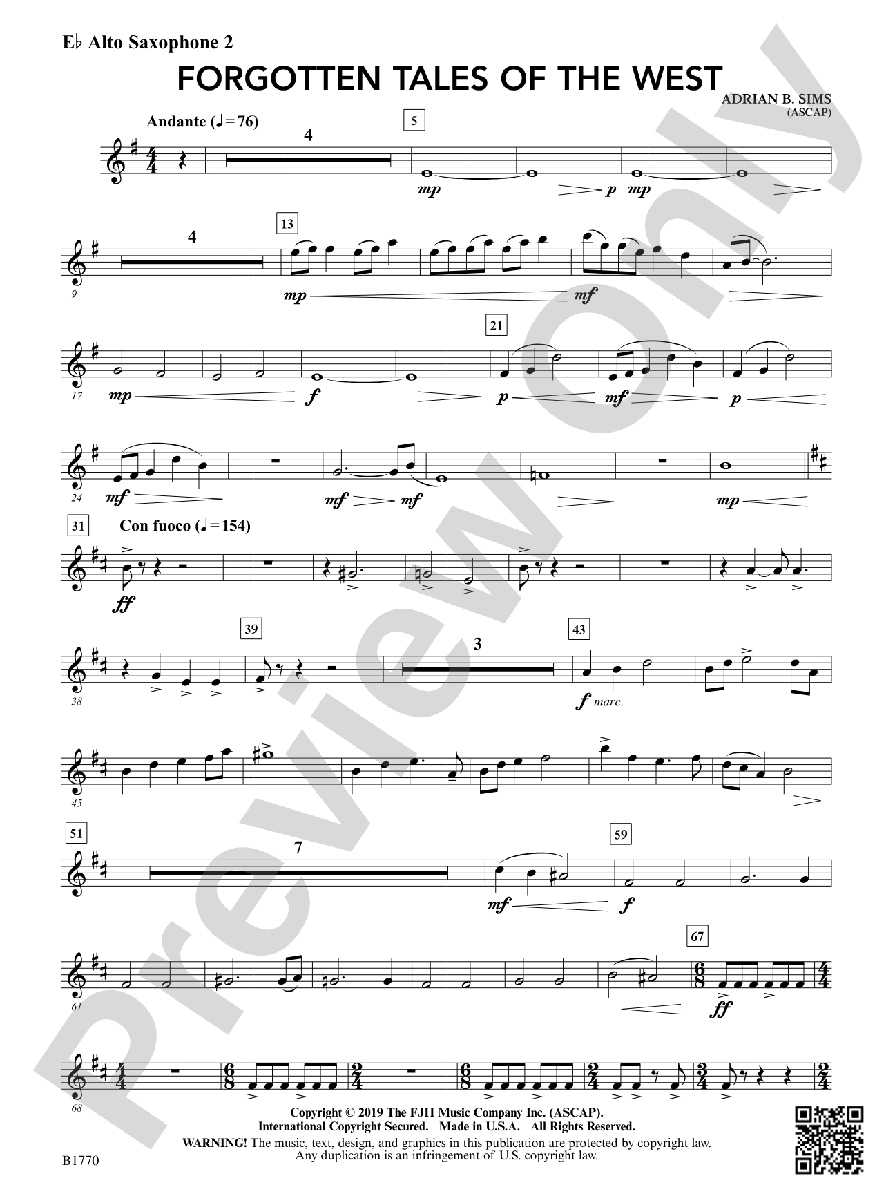 Forgotten Tales of the West: E-flat Alto Saxophone 2