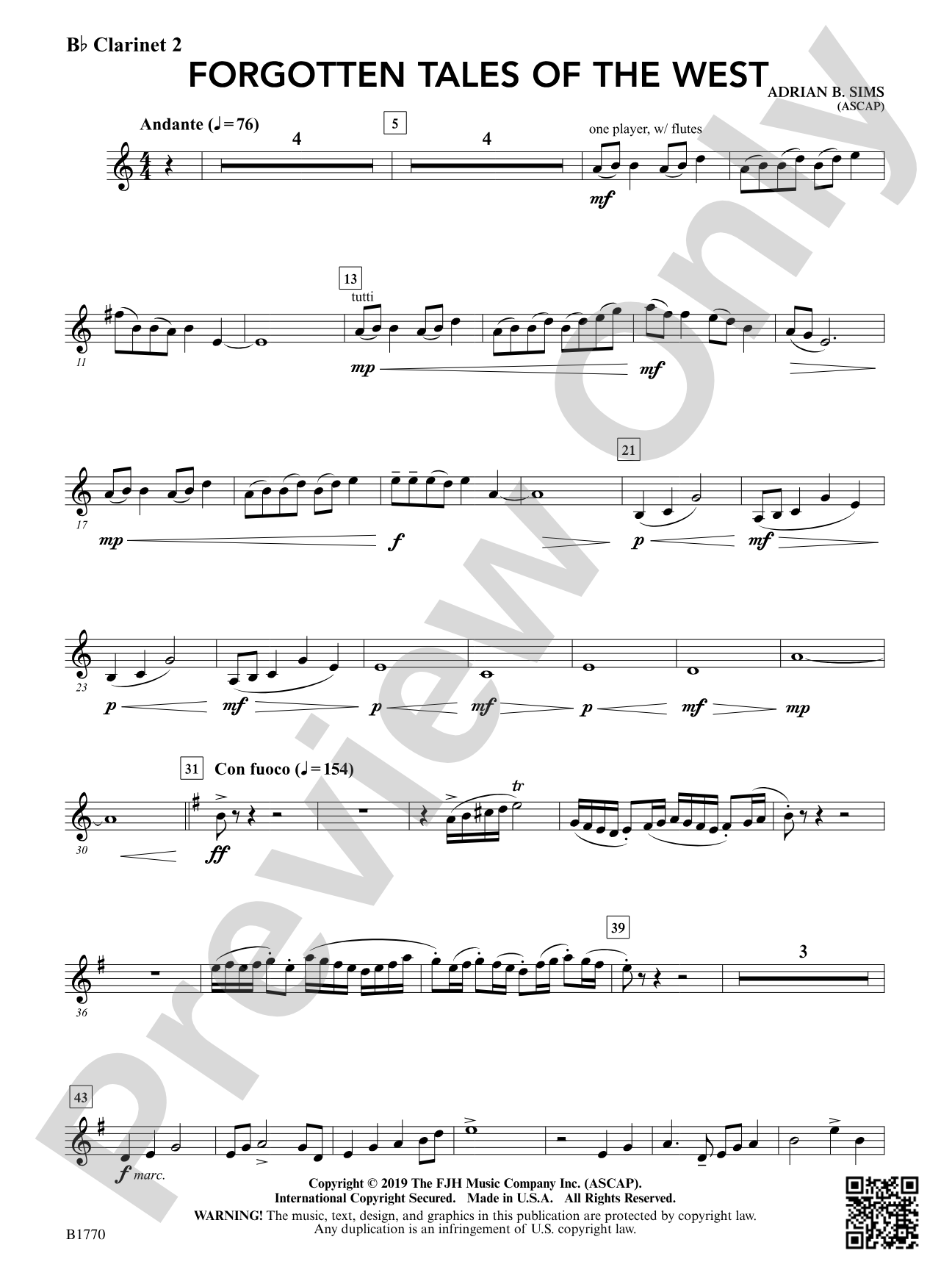 Forgotten Tales of the West: B-flat Clarinet 2