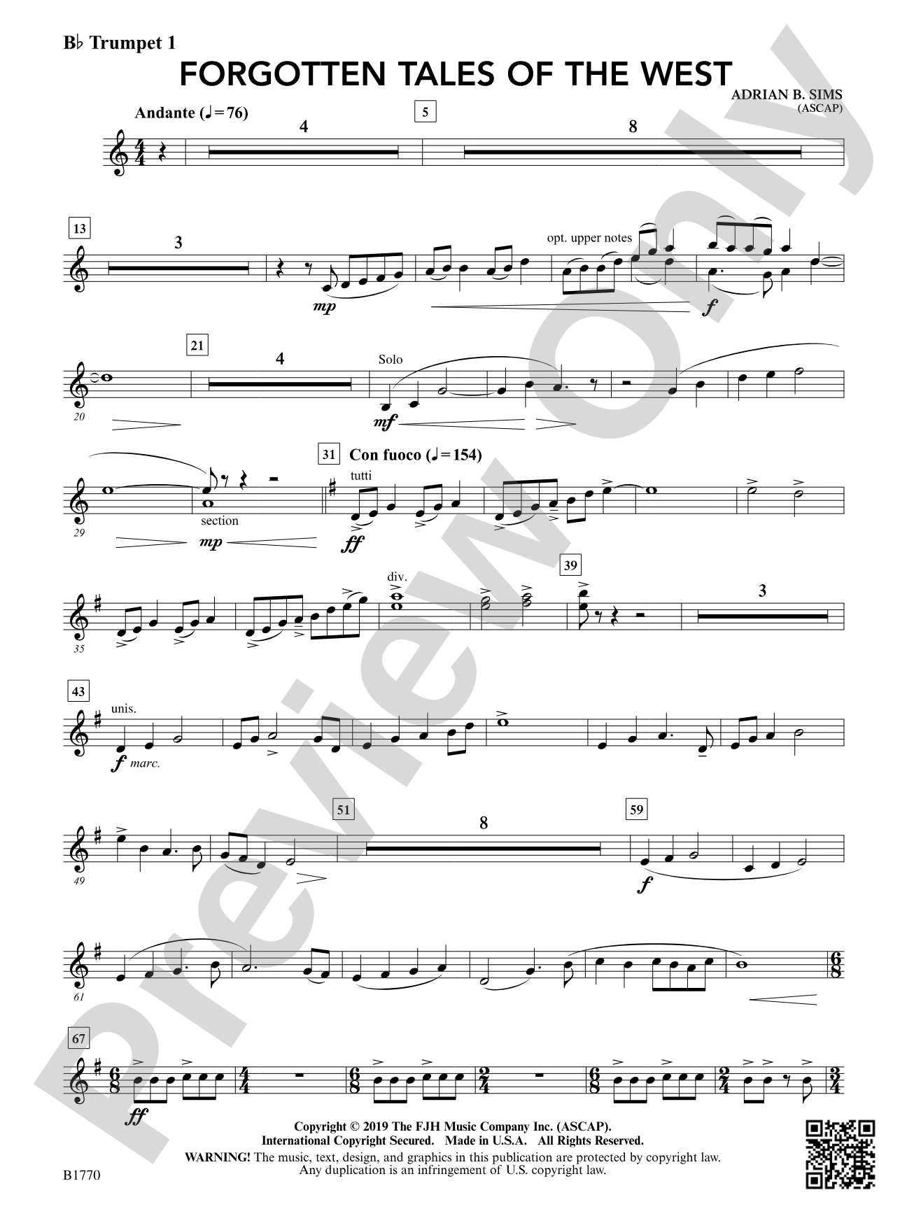 Forgotten Tales of the West: B-flat Trumpet 1