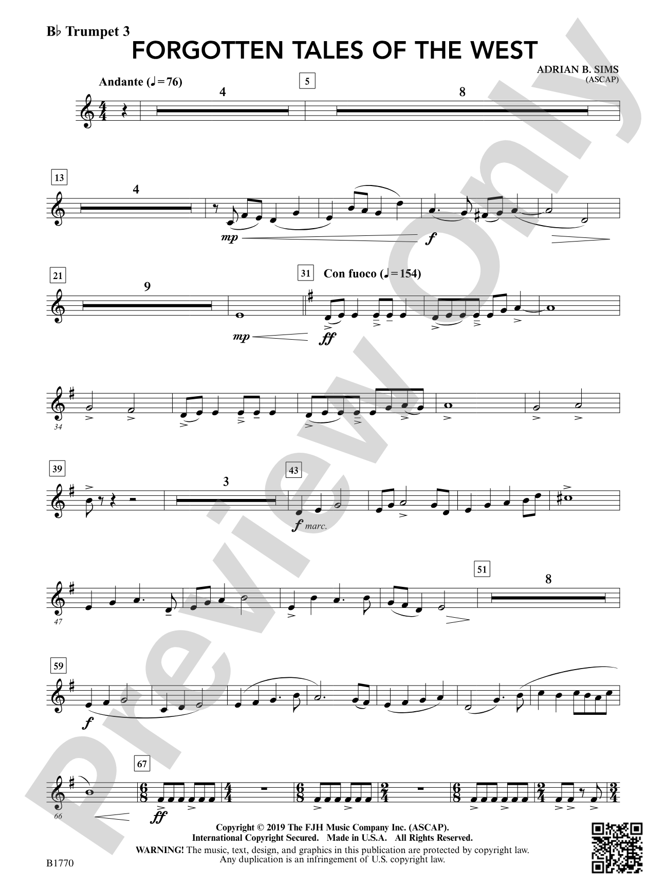 Forgotten Tales of the West: B-flat Trumpet 3