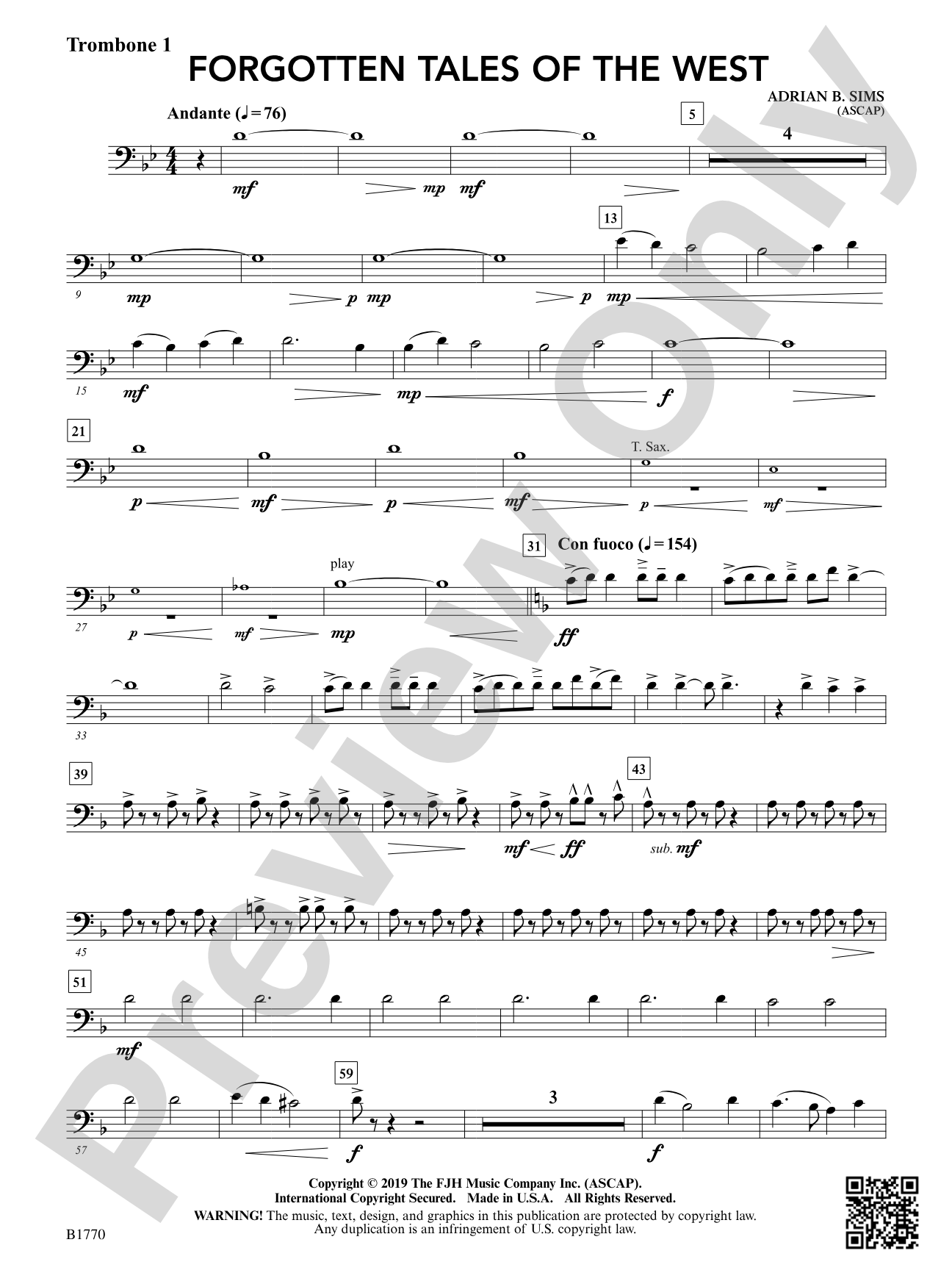 Forgotten Tales of the West: Trombone 1
