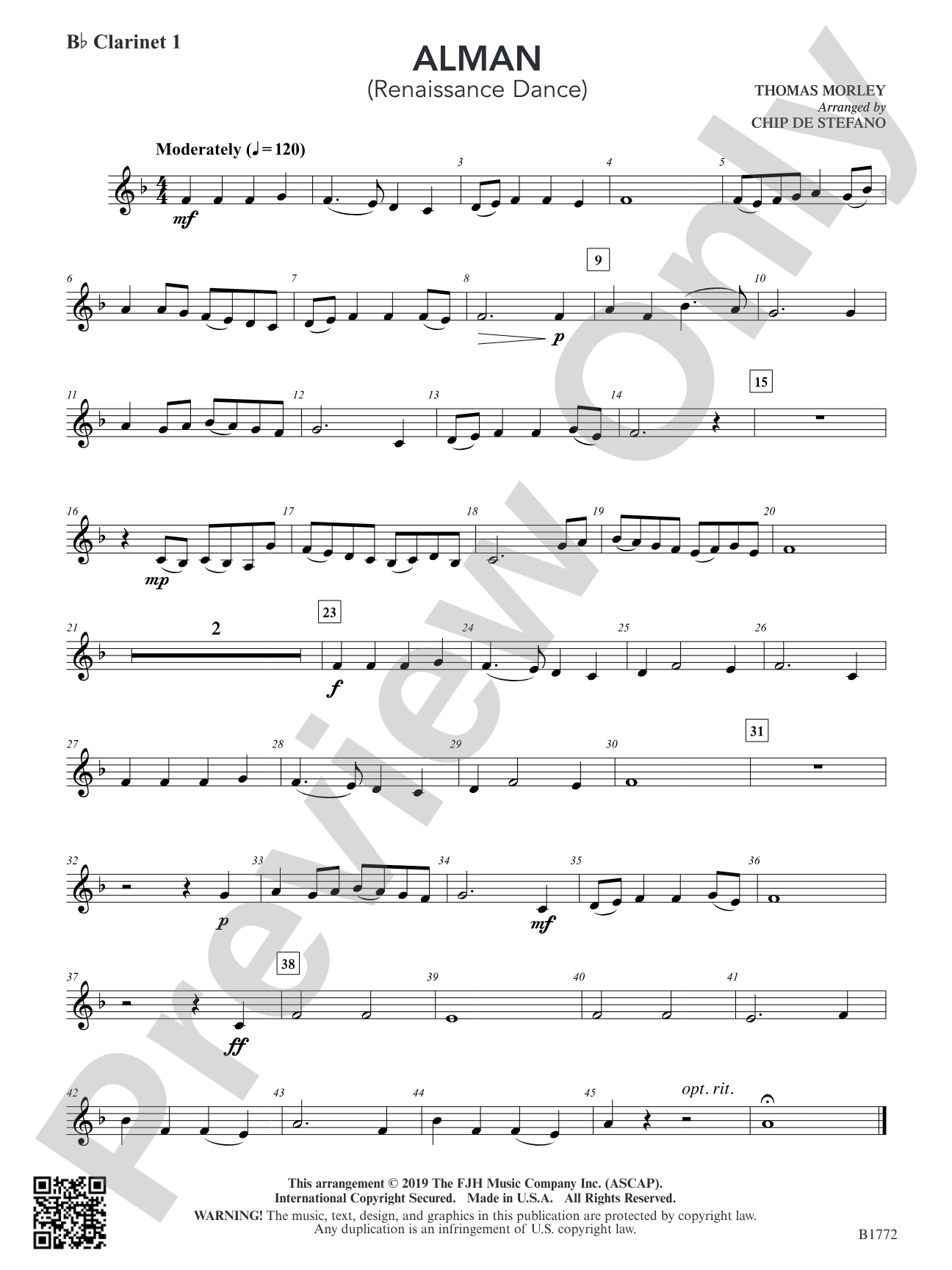 Alman: B-flat Clarinet 1