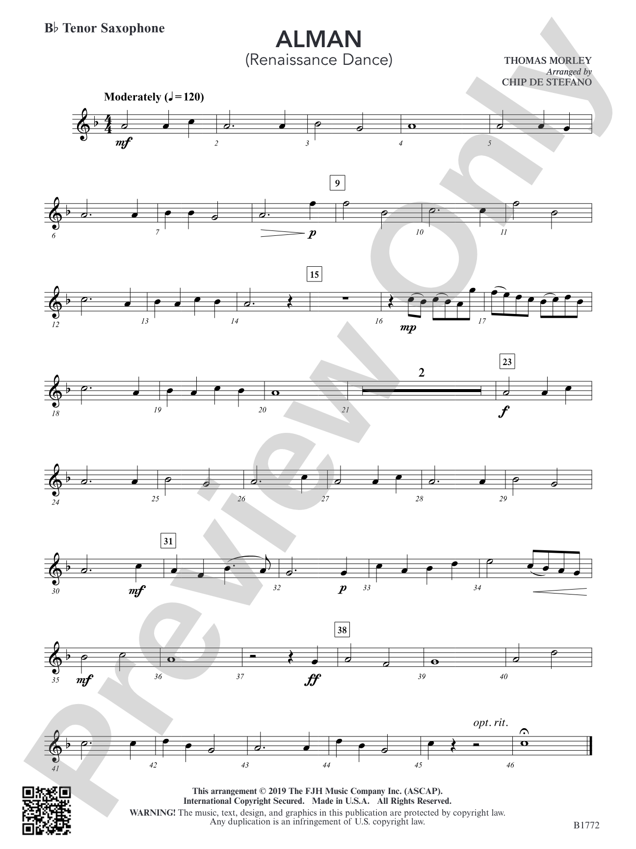 Alman: B-flat Tenor Saxophone