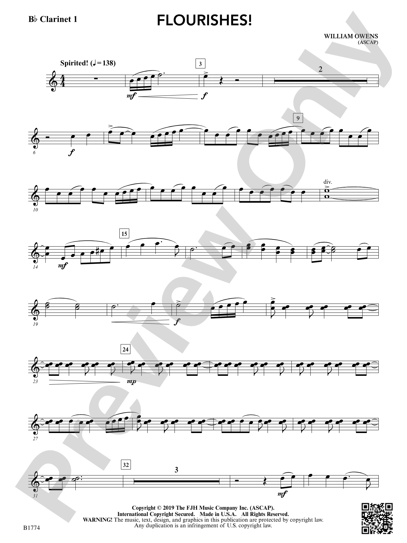 Flourishes!: B-flat Clarinet 1