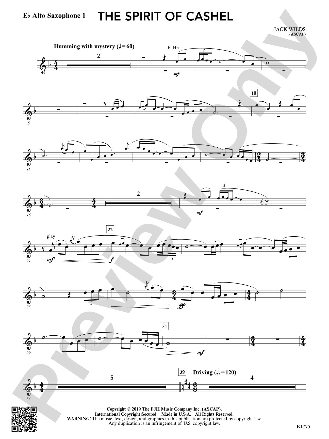 The Spirit of Cashel: E-flat Alto Saxophone 1