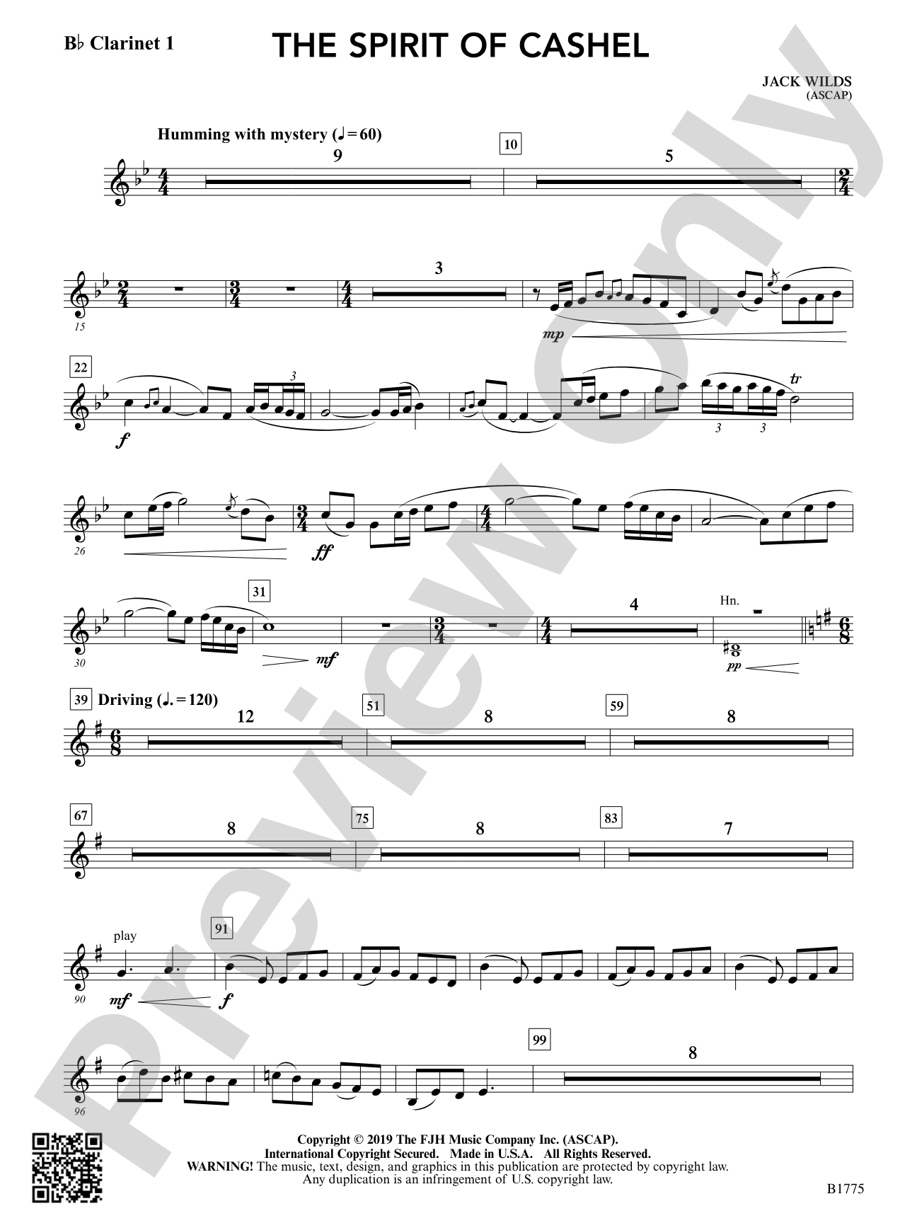 The Spirit of Cashel: B-flat Clarinet 1