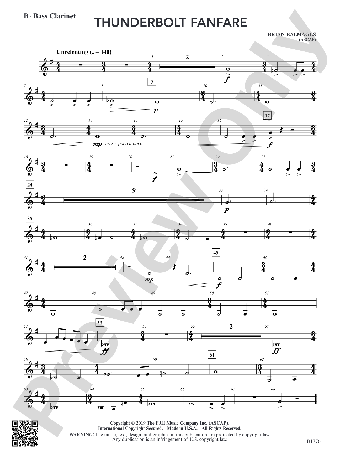 Thunderbolt Fanfare: B-flat Bass Clarinet