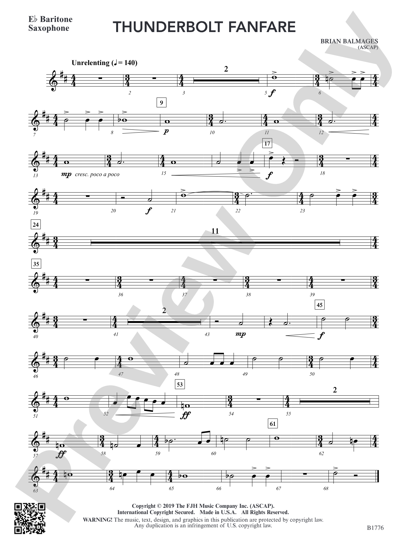 Thunderbolt Fanfare: E-flat Baritone Saxophone
