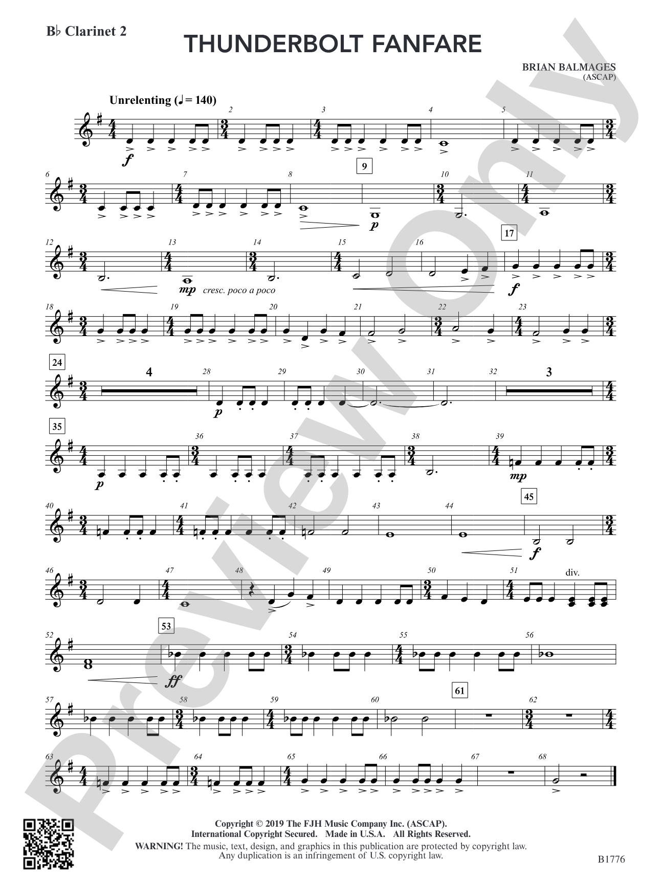 Thunderbolt Fanfare: B-flat Clarinet 2