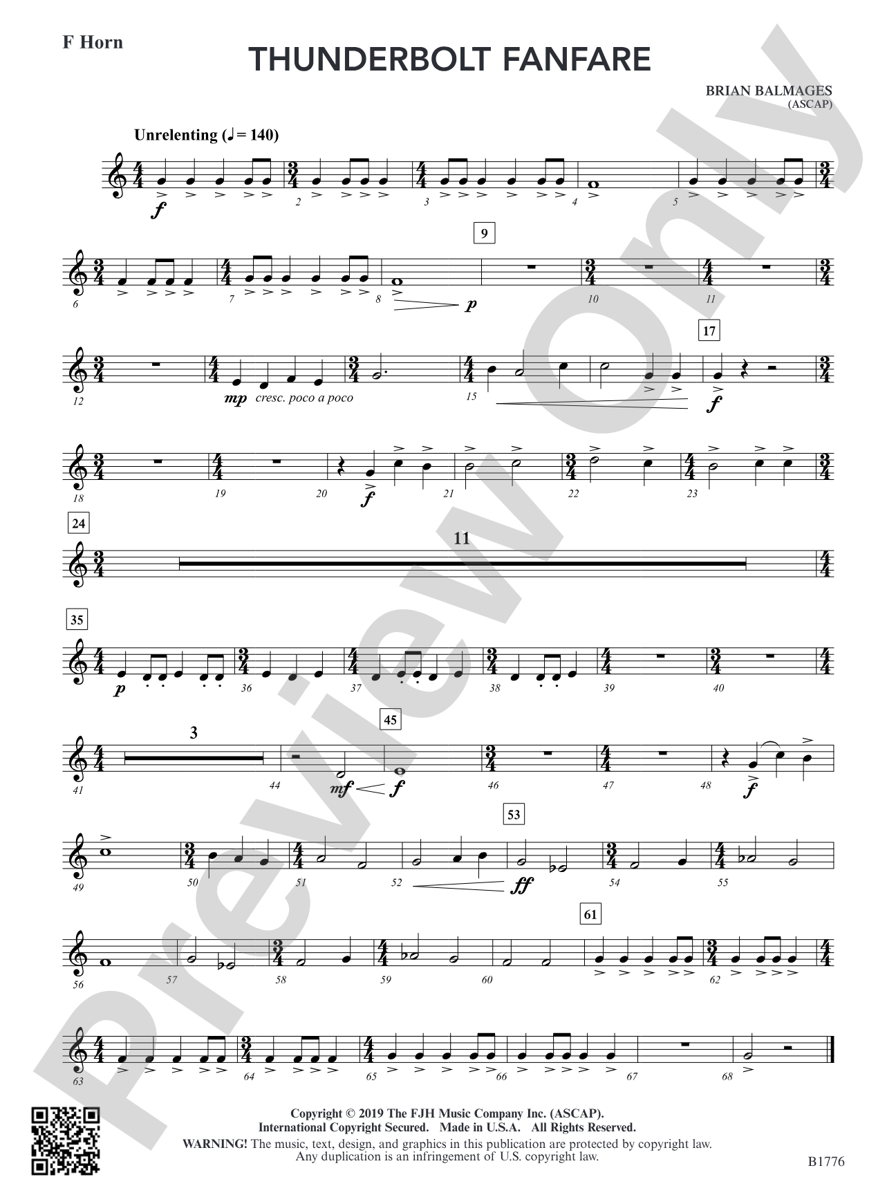 Thunderbolt Fanfare: F Horn